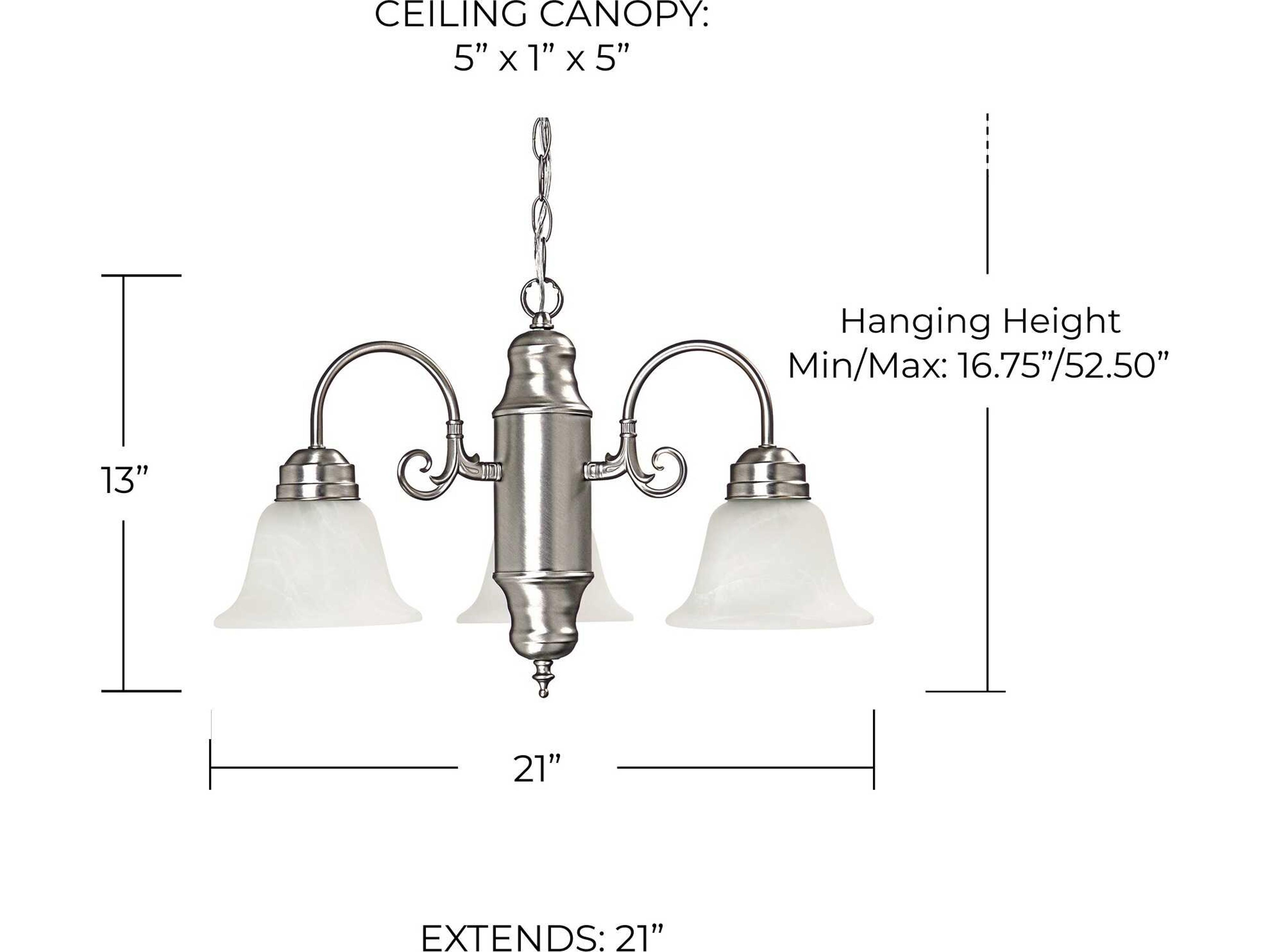 Capital Lighting 3-Light Matte Nickel Glass Bell Chandelier