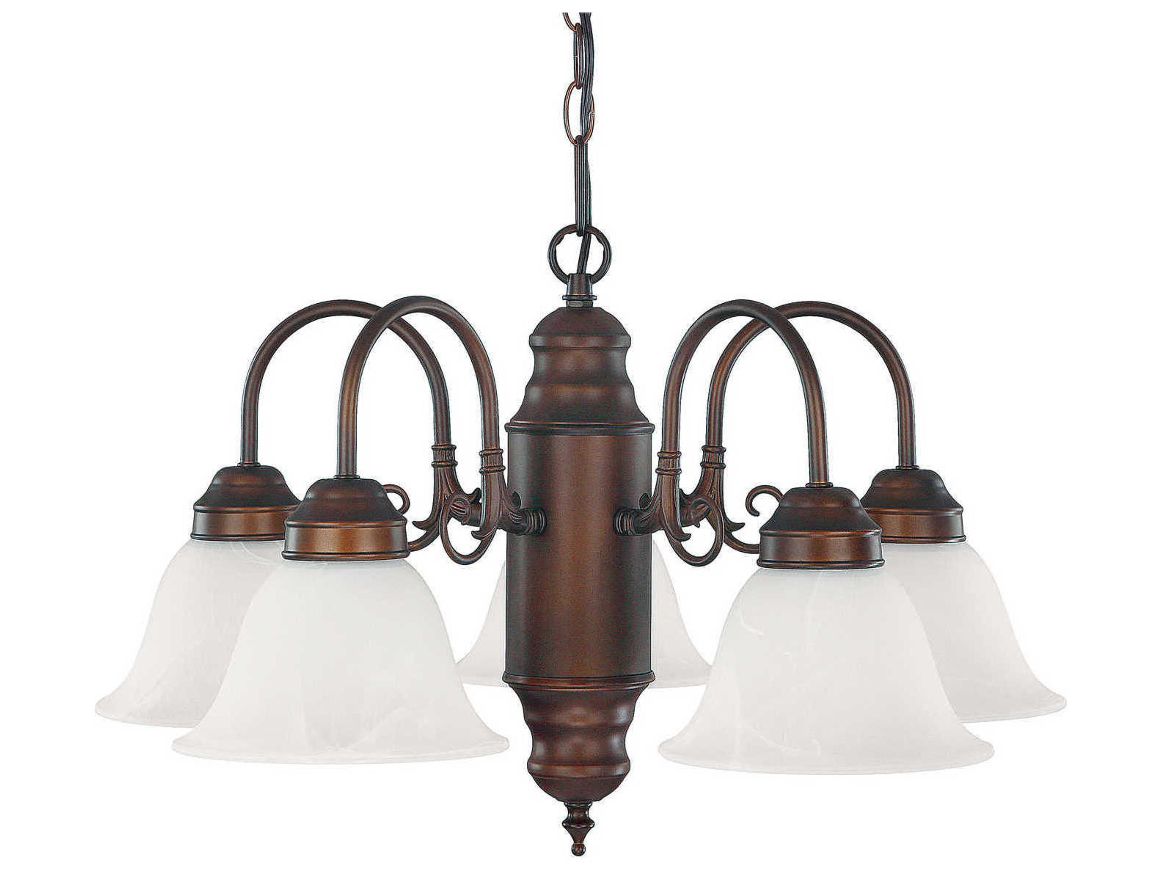 5-Light Burnished Bronze Glass Bell Chandelier