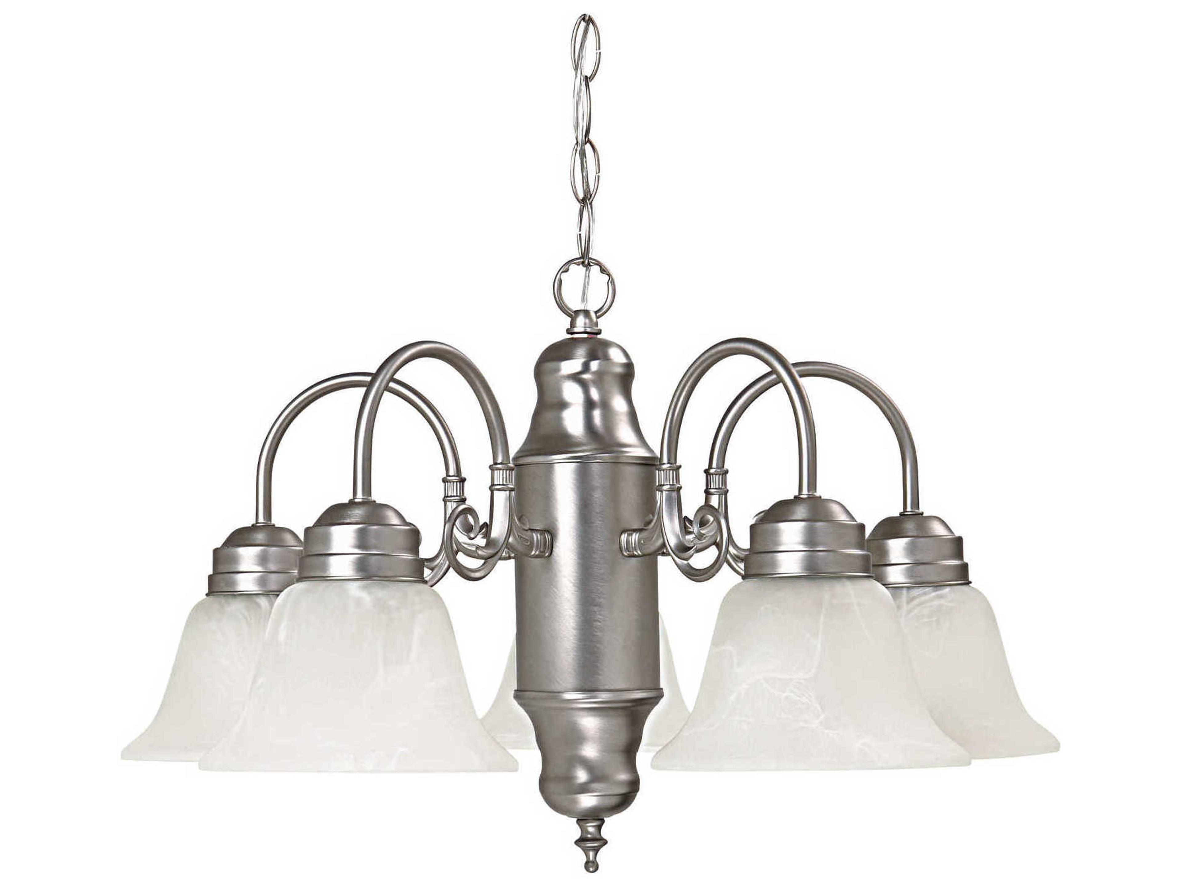 5-Light Matte Nickel Glass Bell Chandelier