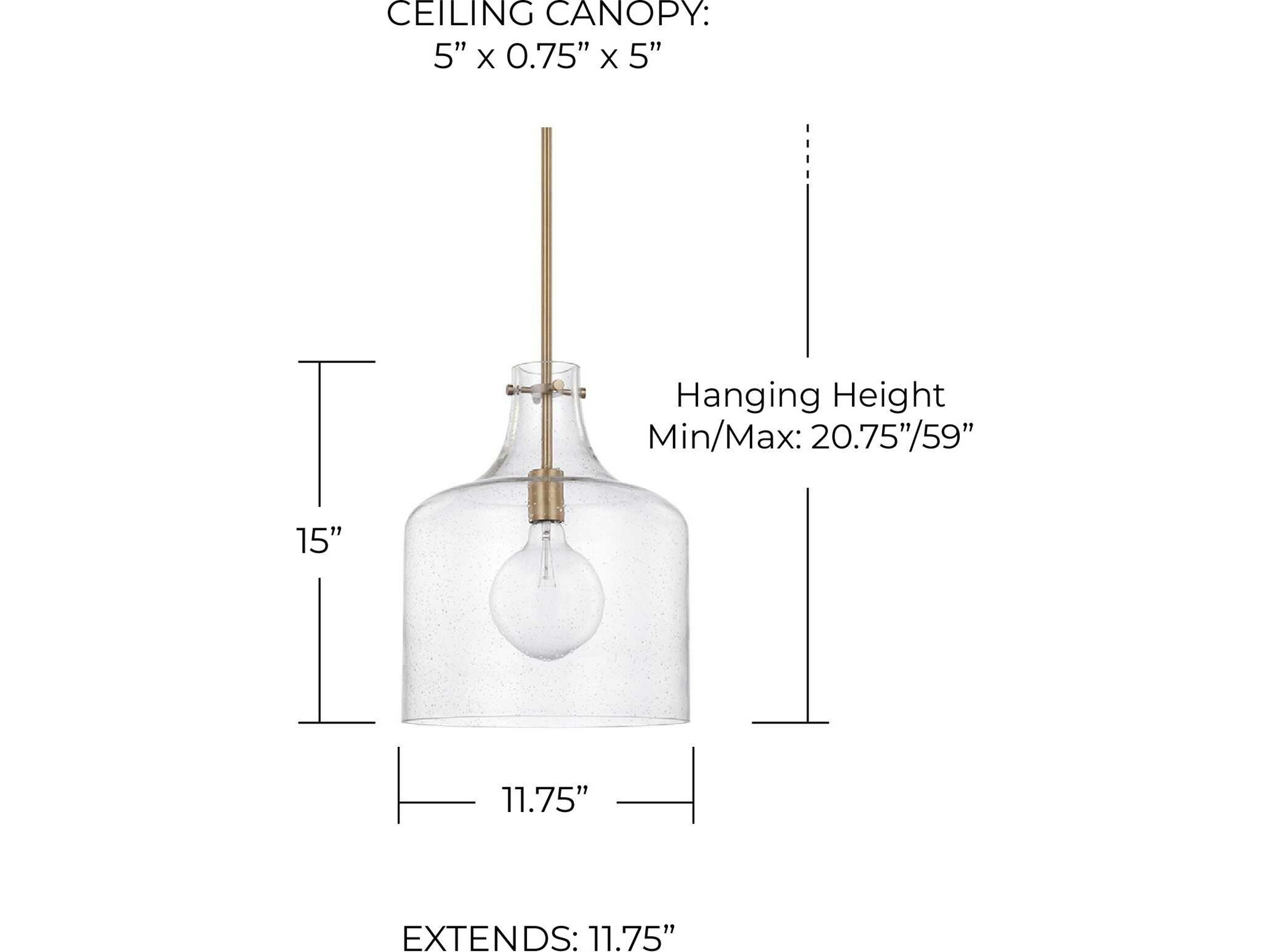 Capital Lighting Crawford 1-Light Aged Brass Glass Mini Pendant