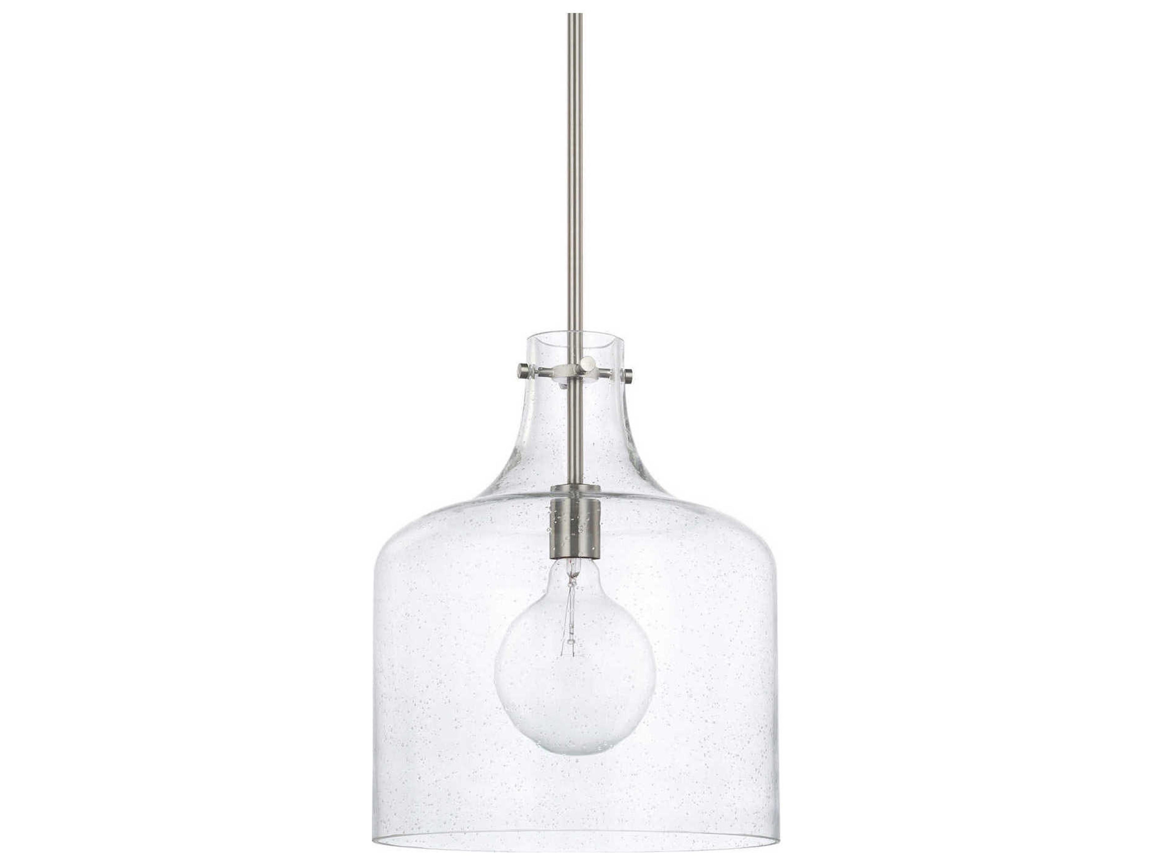 Crawford 1-Light Brushed Nickel Glass Mini Pendant