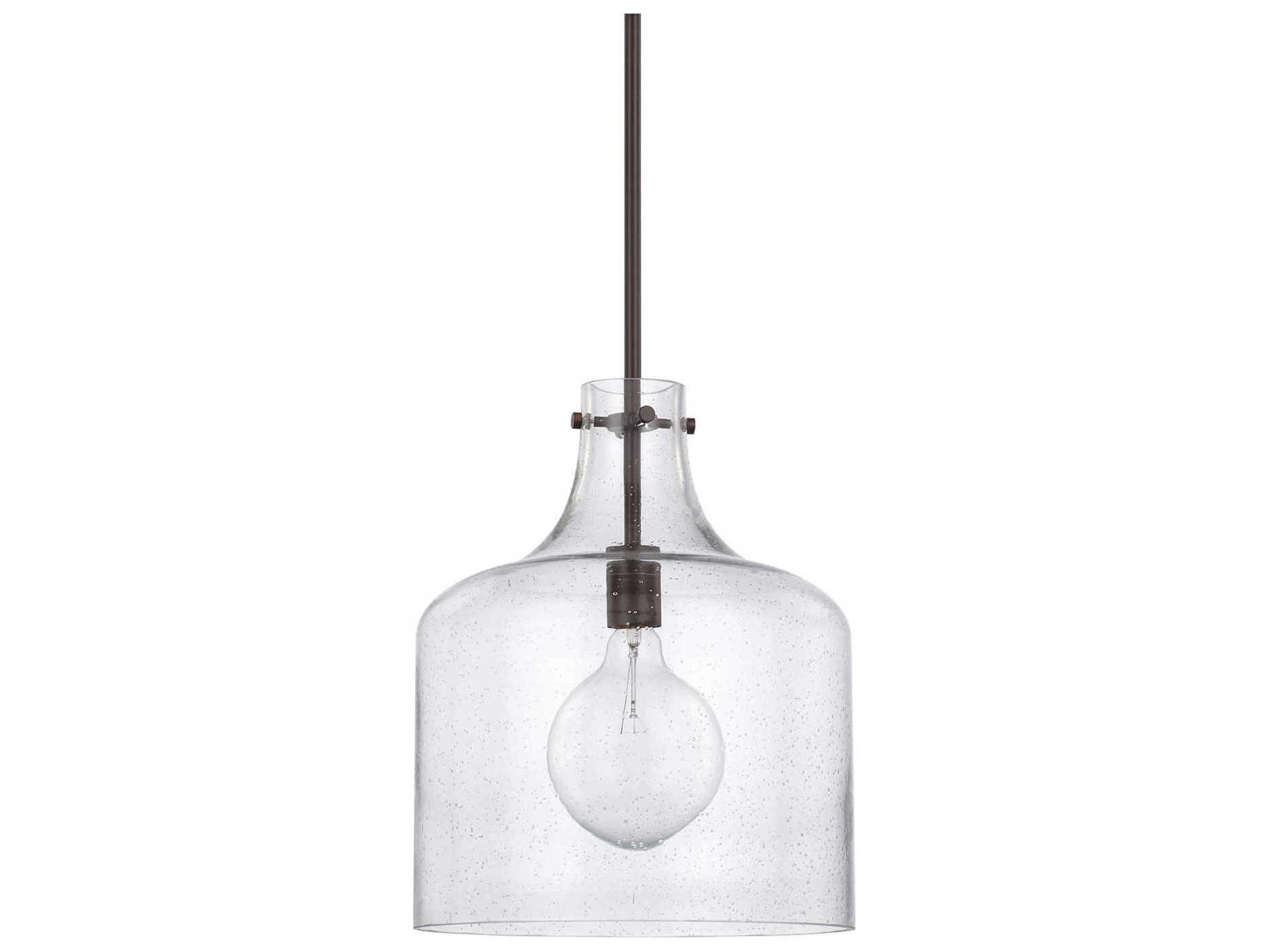 Crawford 1-Light Bronze Glass Mini Pendant