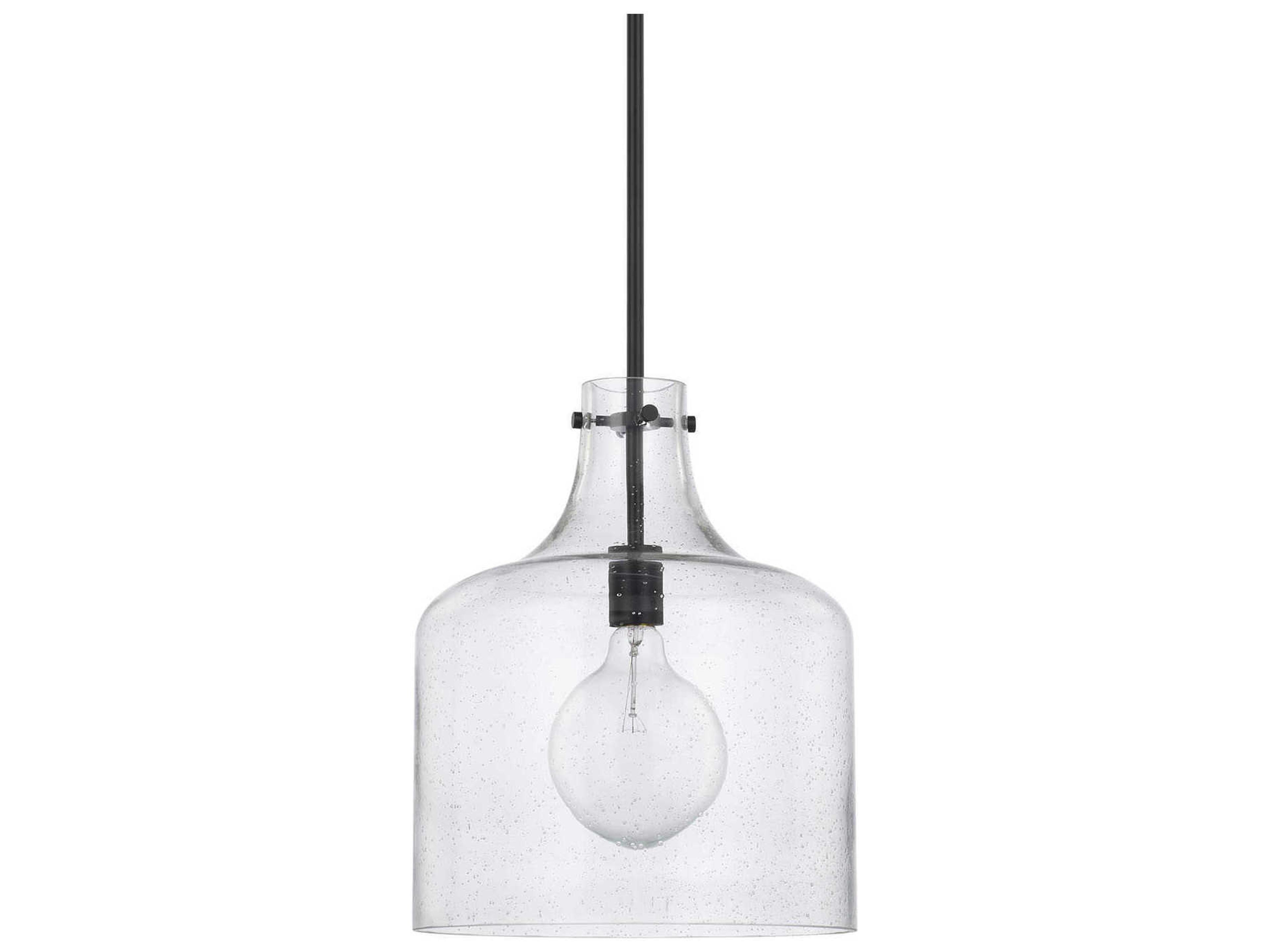 Crawford 1-Light Matte Black Glass Mini Pendant