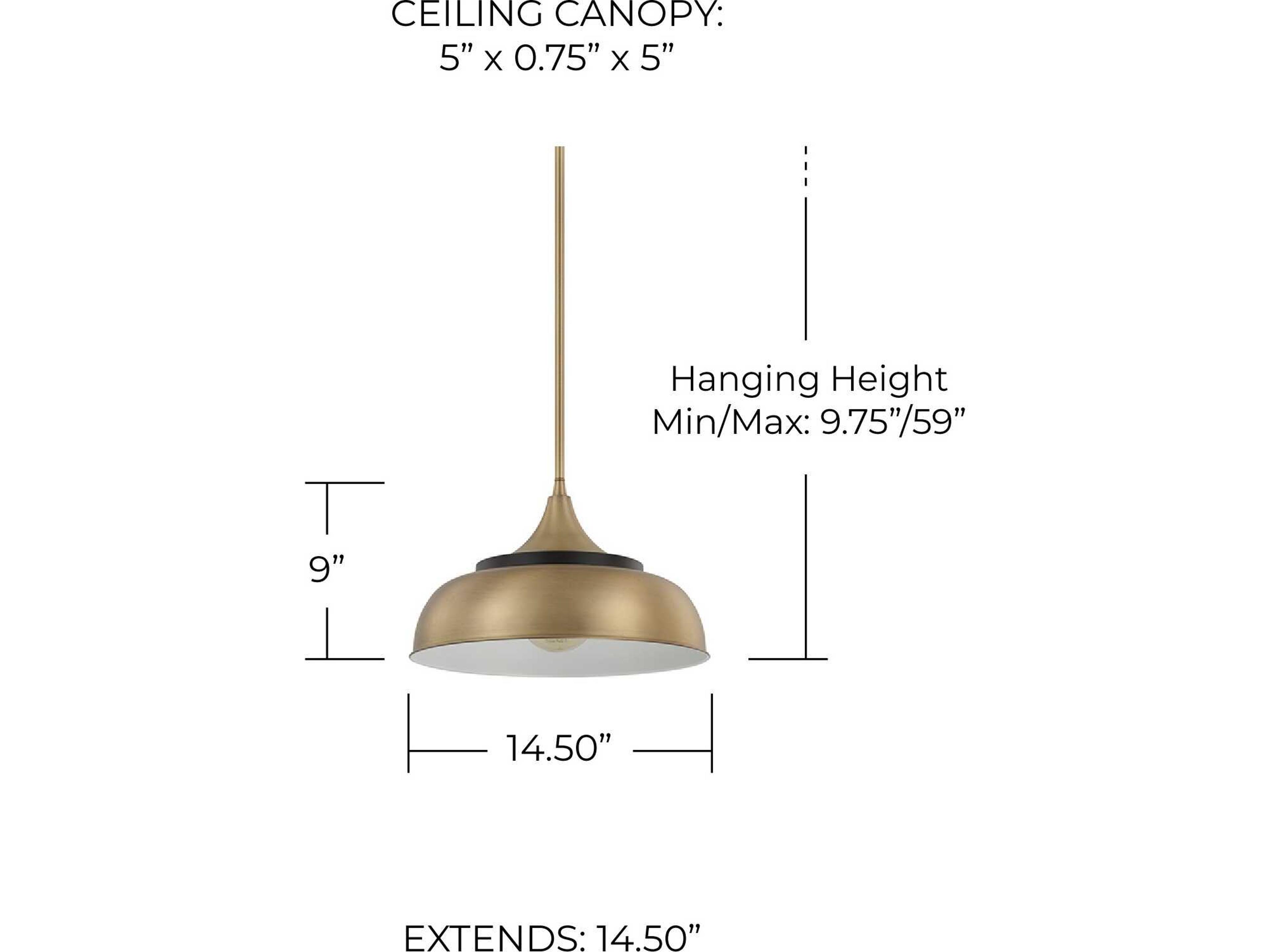 Capital Lighting 1-Light Brass And Onyx Dome Pendant
