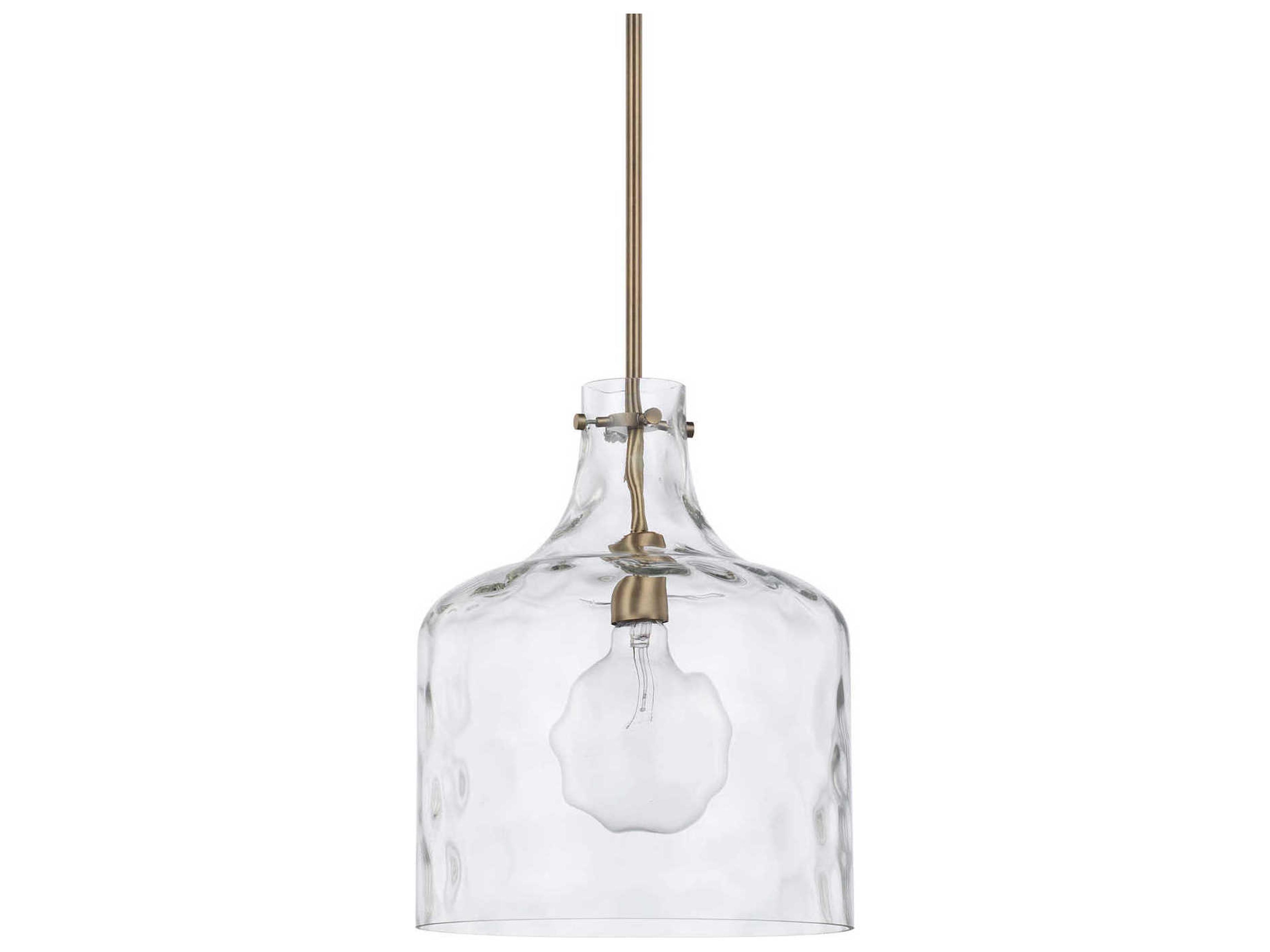 Crawford 1-Light Aged Brass Glass Mini Pendant