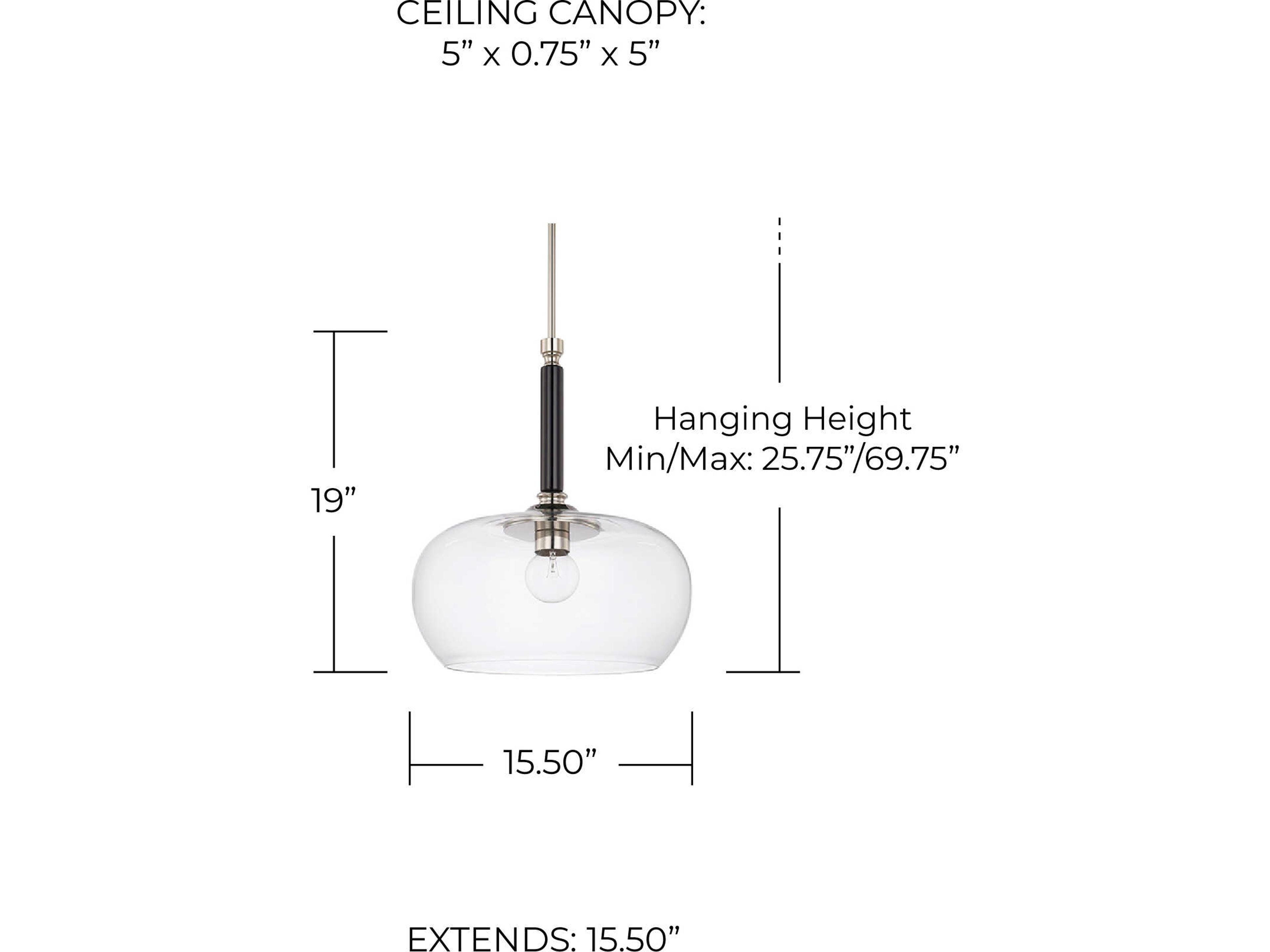 Capital Lighting 1-Light Black Tie Glass Globe Pendant