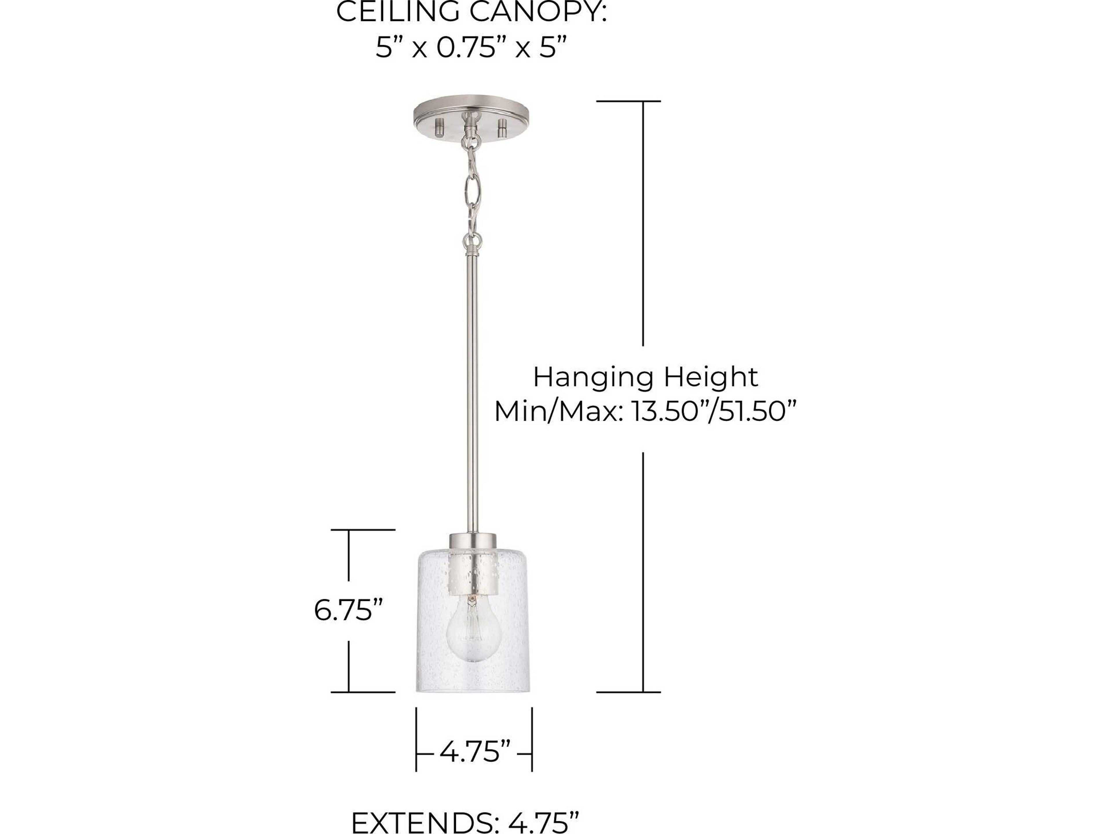 Capital Lighting Greyson 1-Light Brushed Nickel Glass Cylinder Mini Pendant