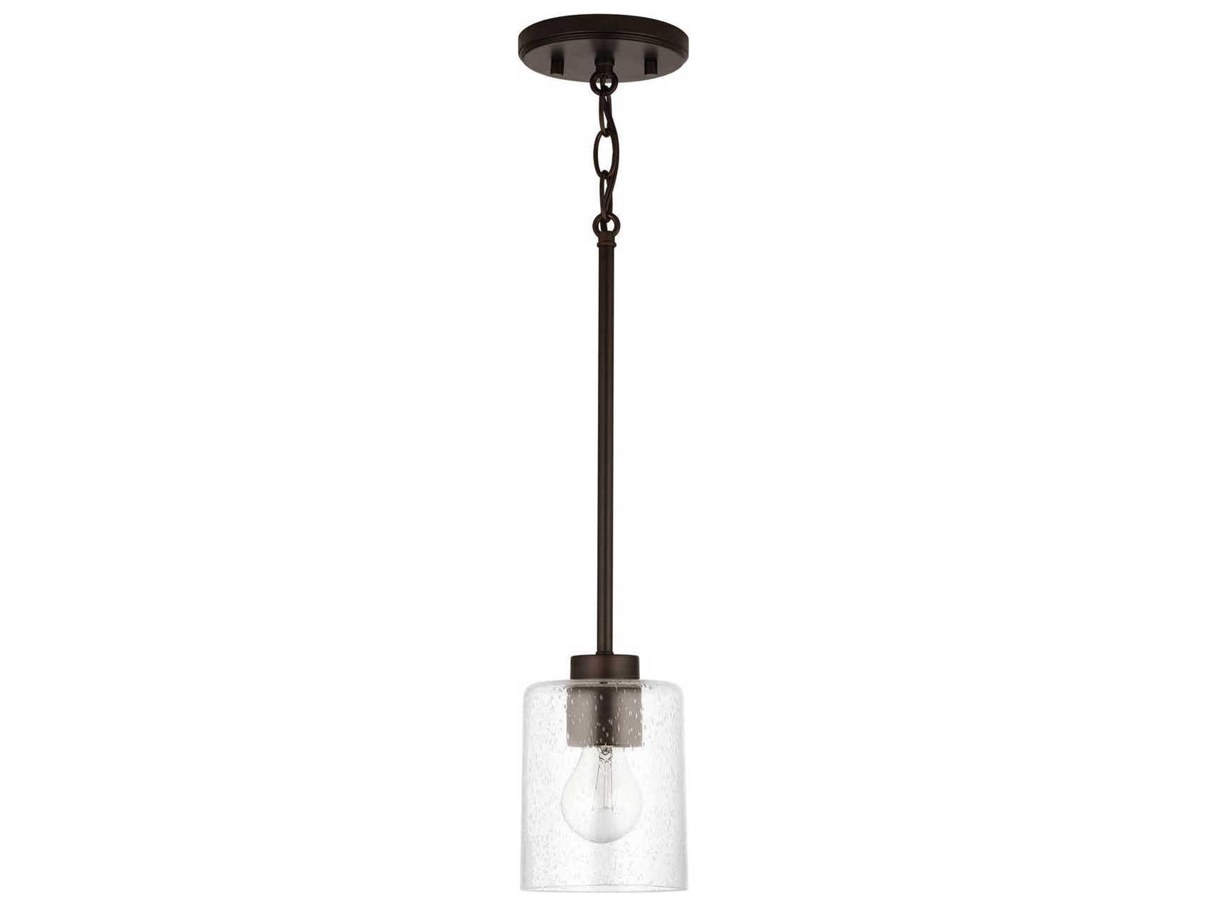 Greyson 1-Light Bronze Glass Cylinder Mini Pendant