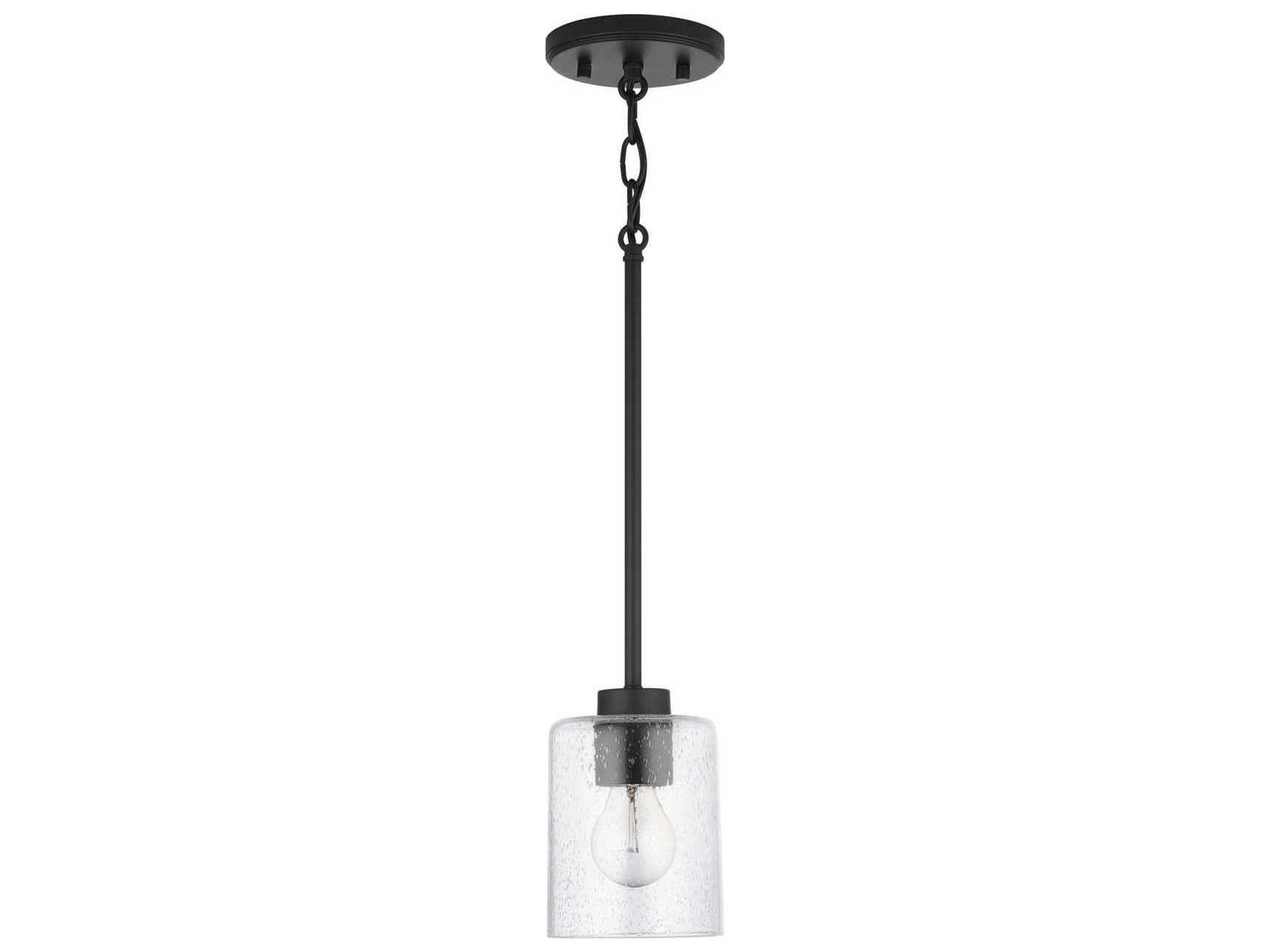 Greyson 1-Light Matte Black Glass Cylinder Mini Pendant