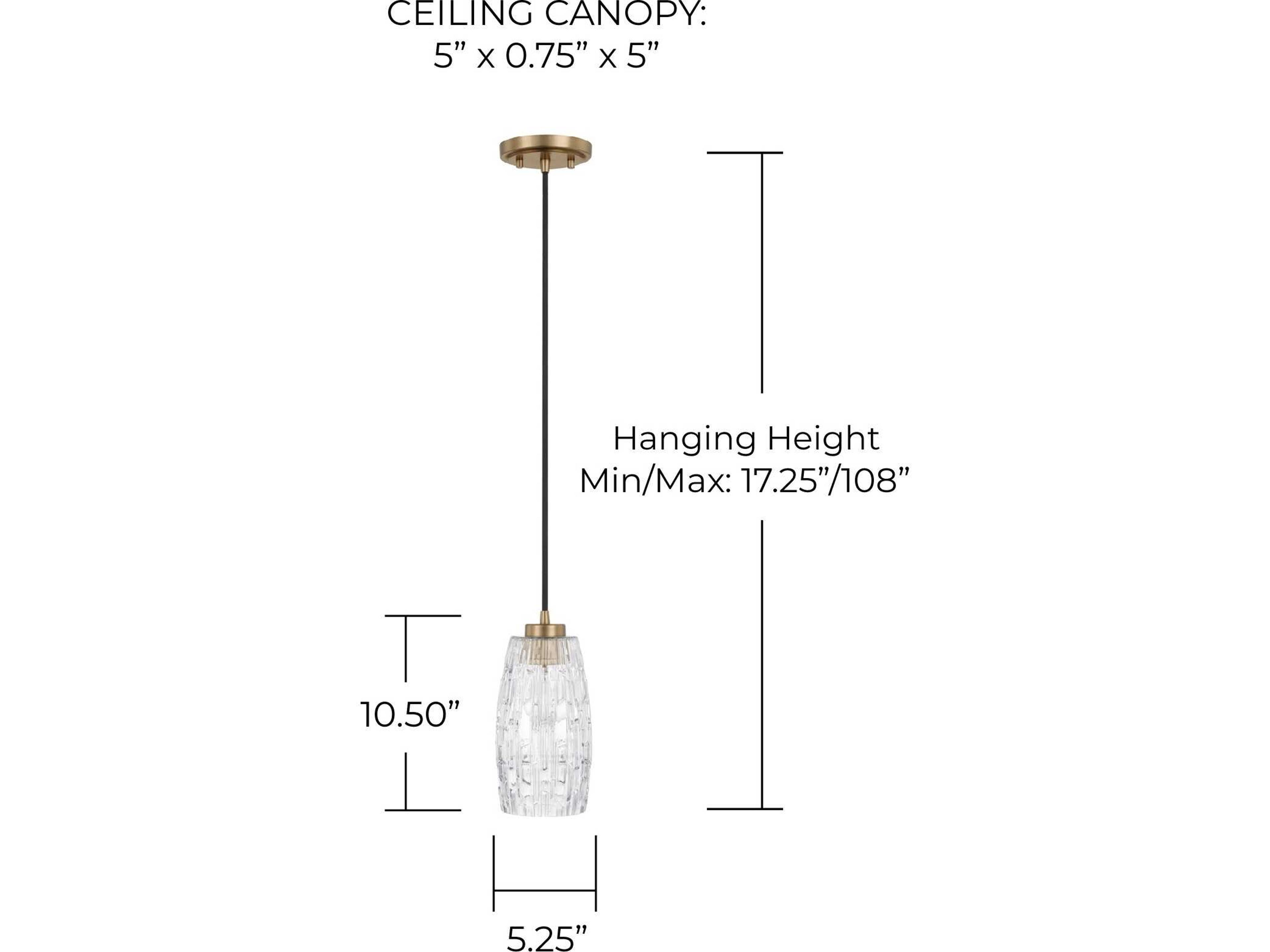 Capital Lighting 1-Light Aged Brass Glass Cylinder Mini Pendant