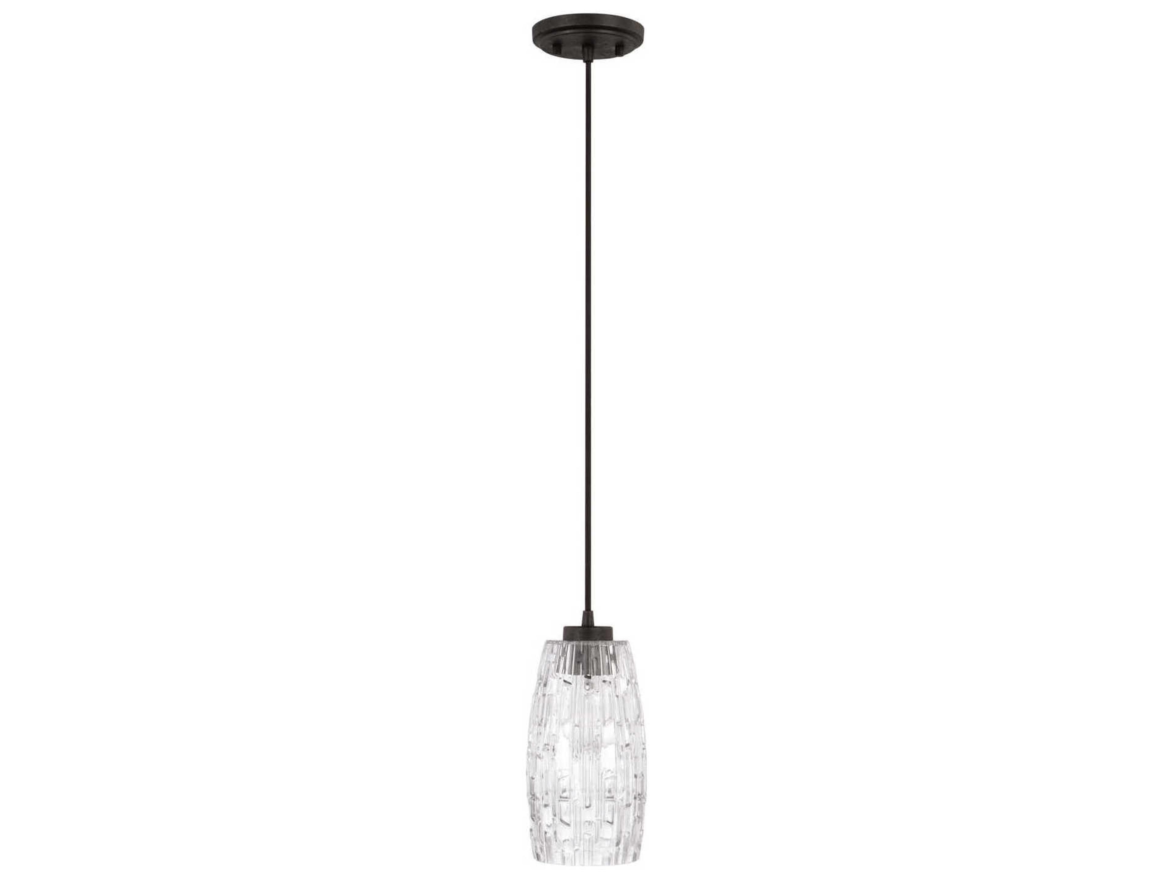 1-Light Black Iron Glass Cylinder Mini Pendant