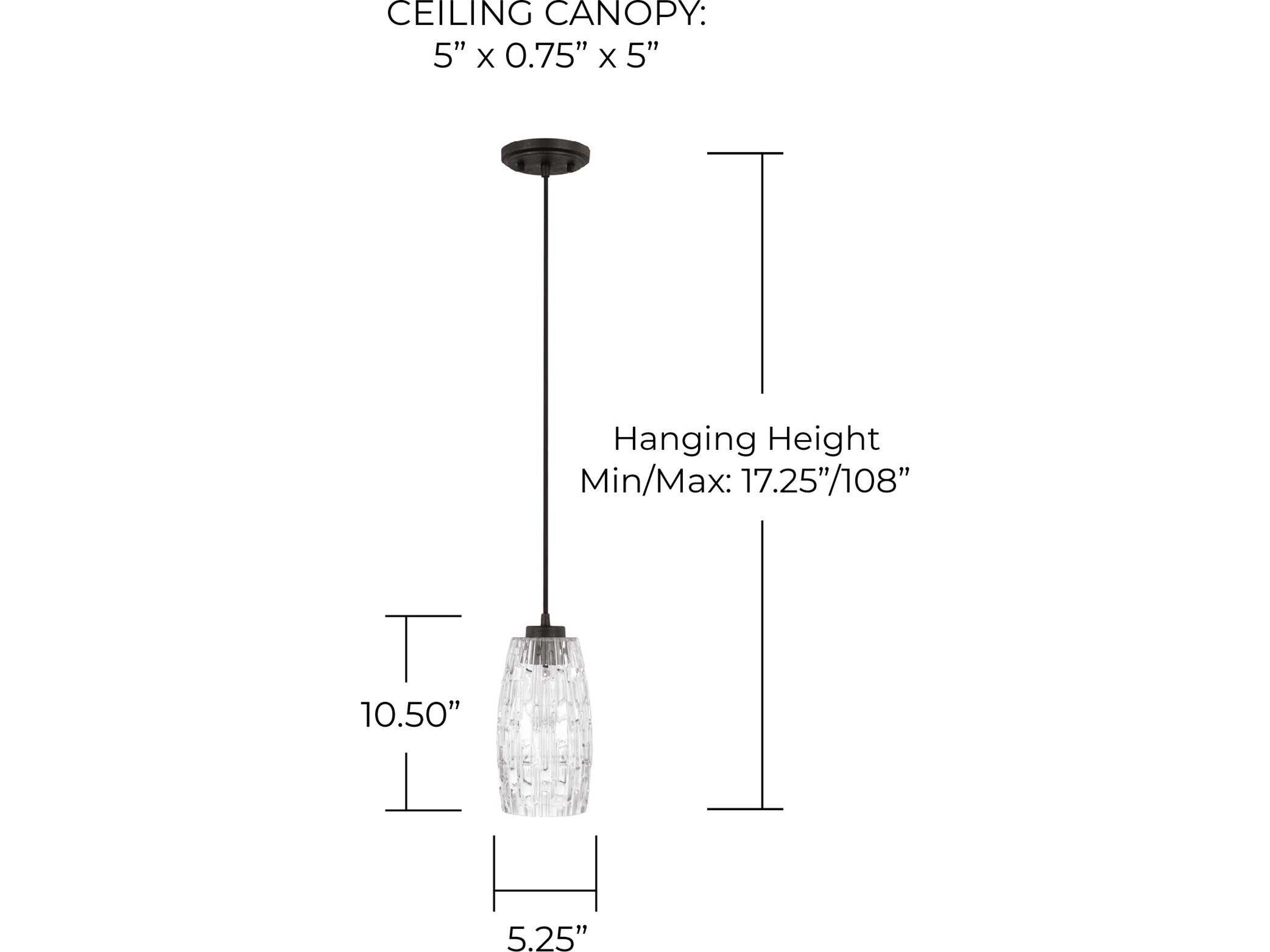 Capital Lighting 1-Light Black Iron Glass Cylinder Mini Pendant