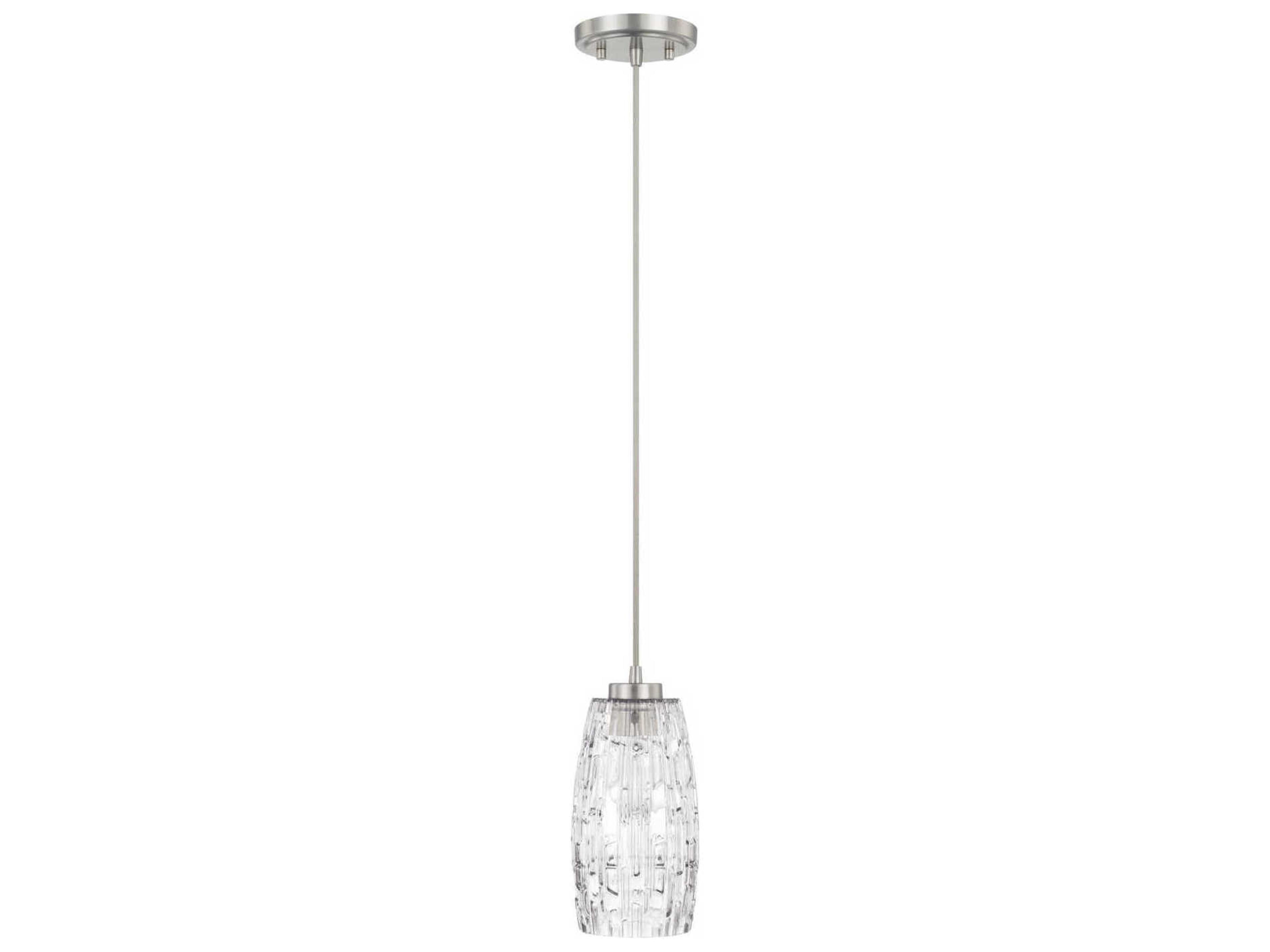 Capital Lighting 1-Light Brushed Nickel Glass Cylinder Mini Pendant