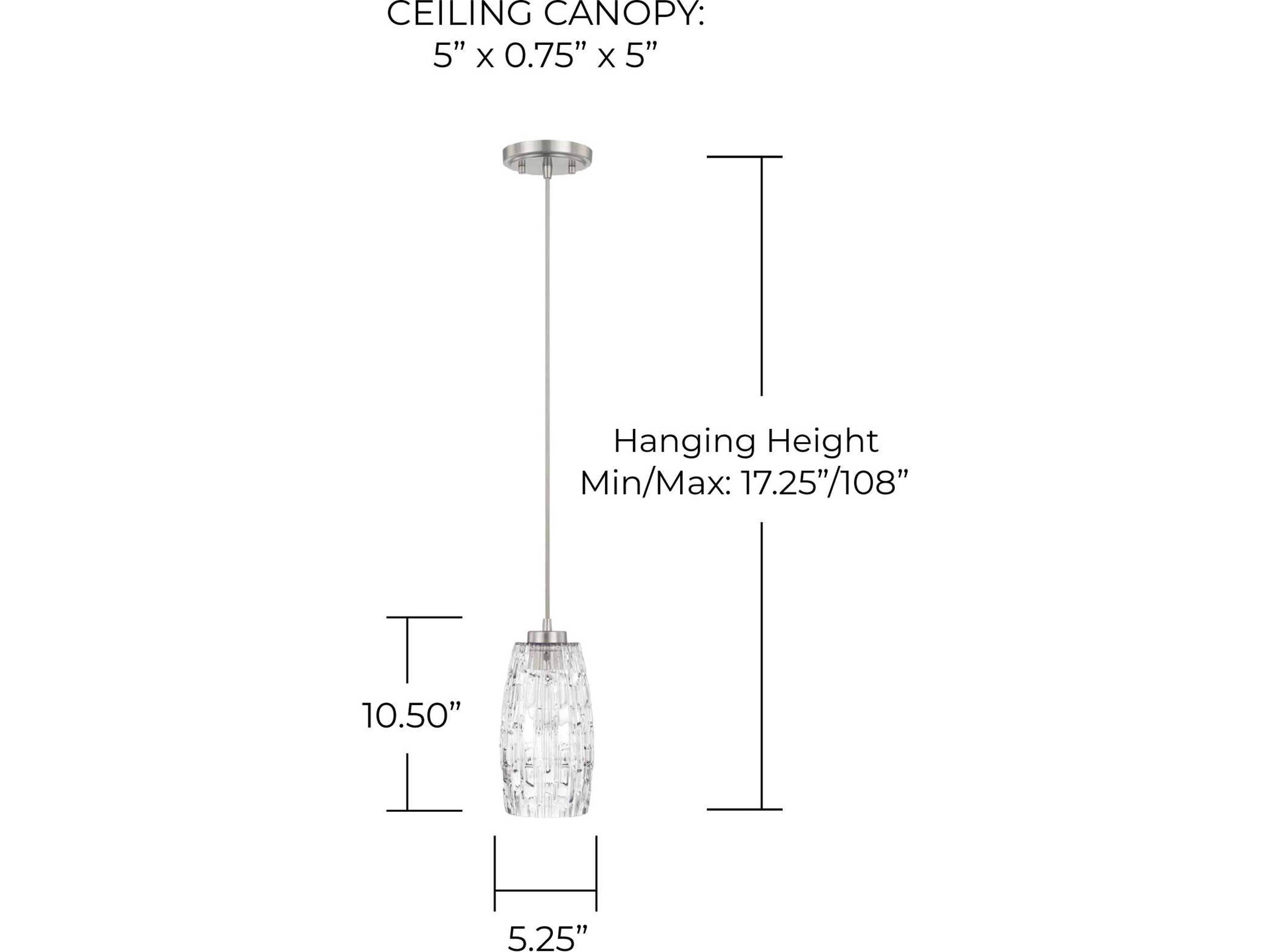 Capital Lighting 1-Light Brushed Nickel Glass Cylinder Mini Pendant