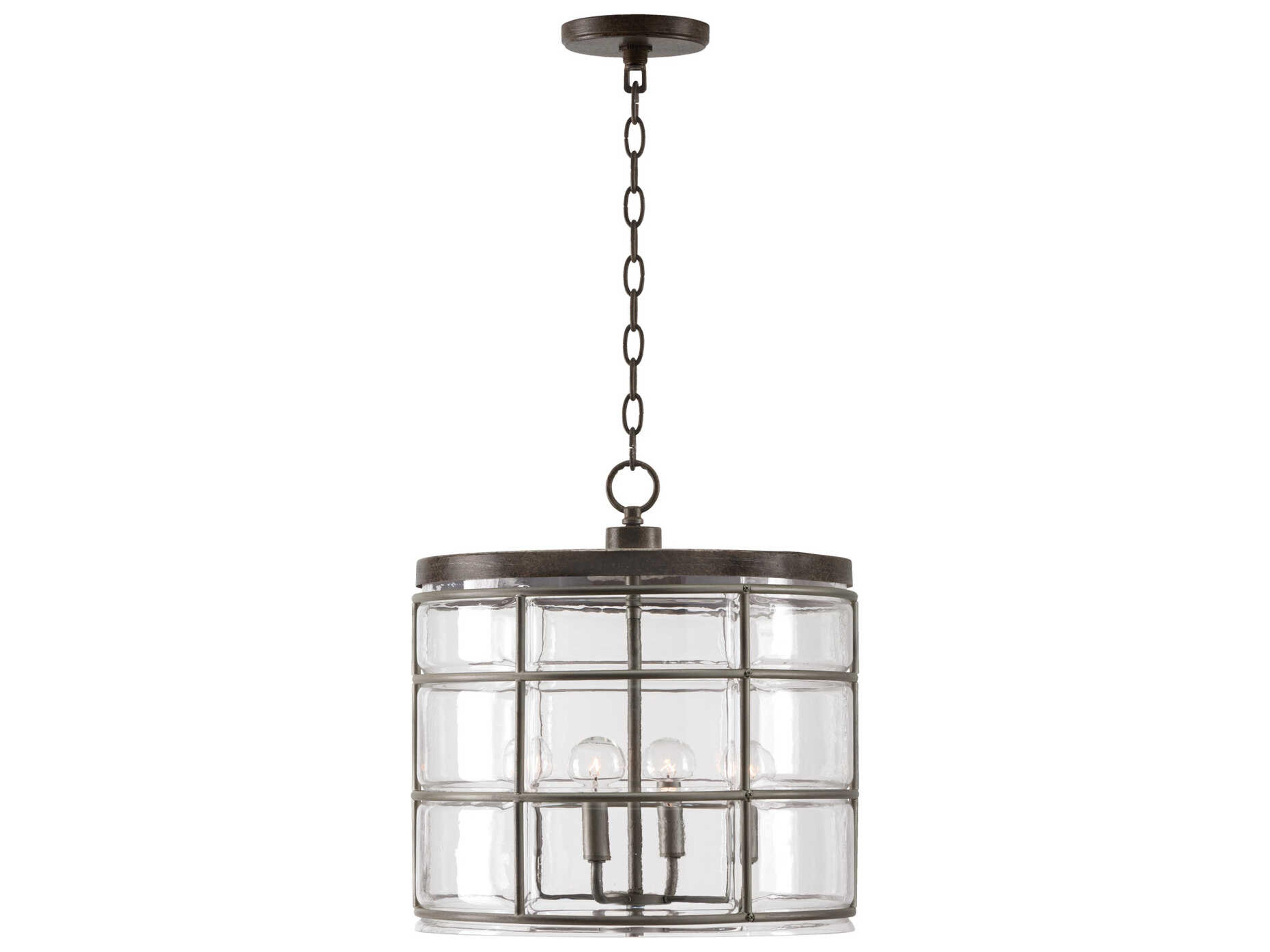 Colby 4-Light Urban Grey Glass Candelabra Drum Chandelier