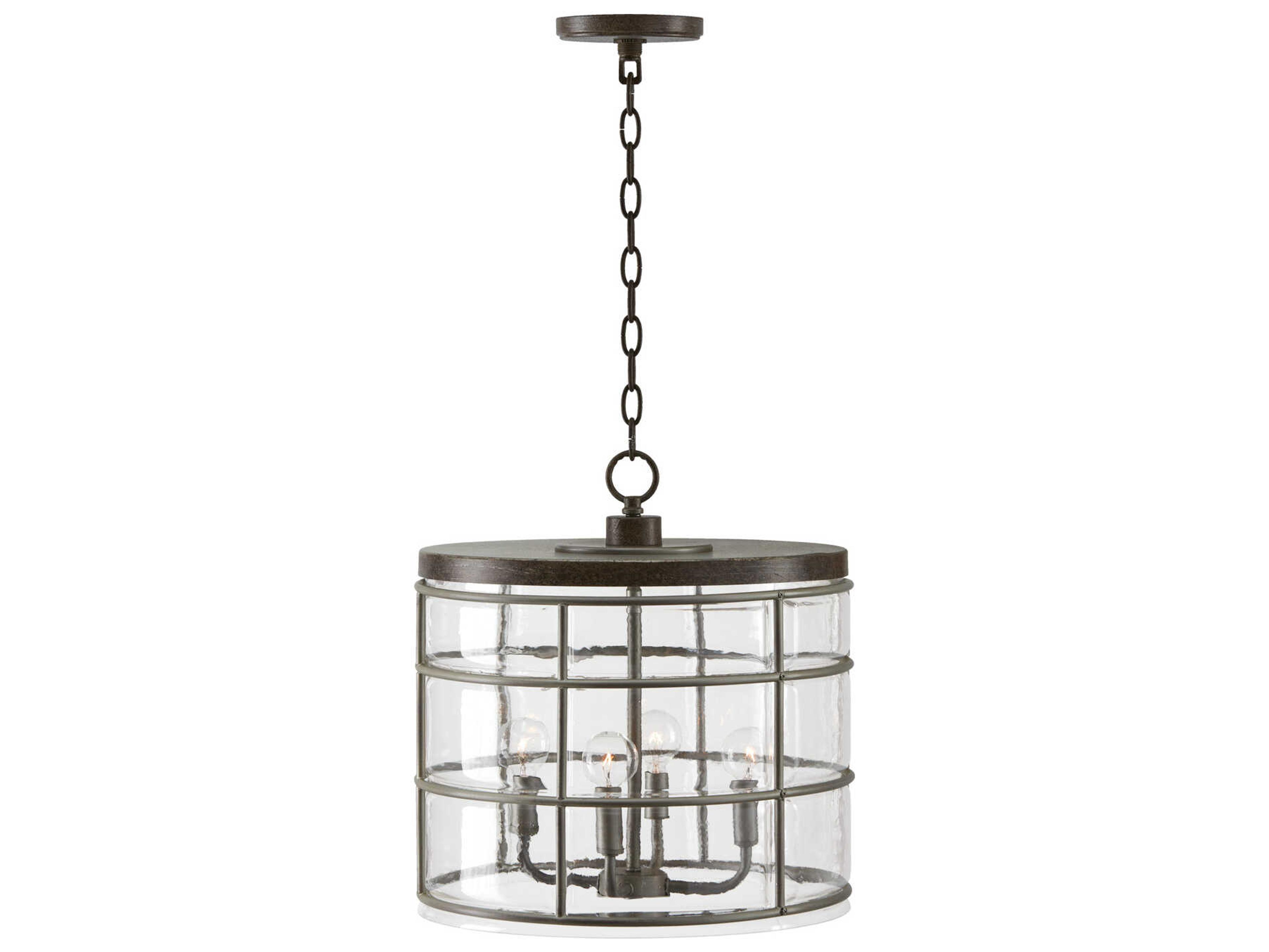 Capital Lighting Colby 4-Light Urban Grey Glass Candelabra Drum Chandelier