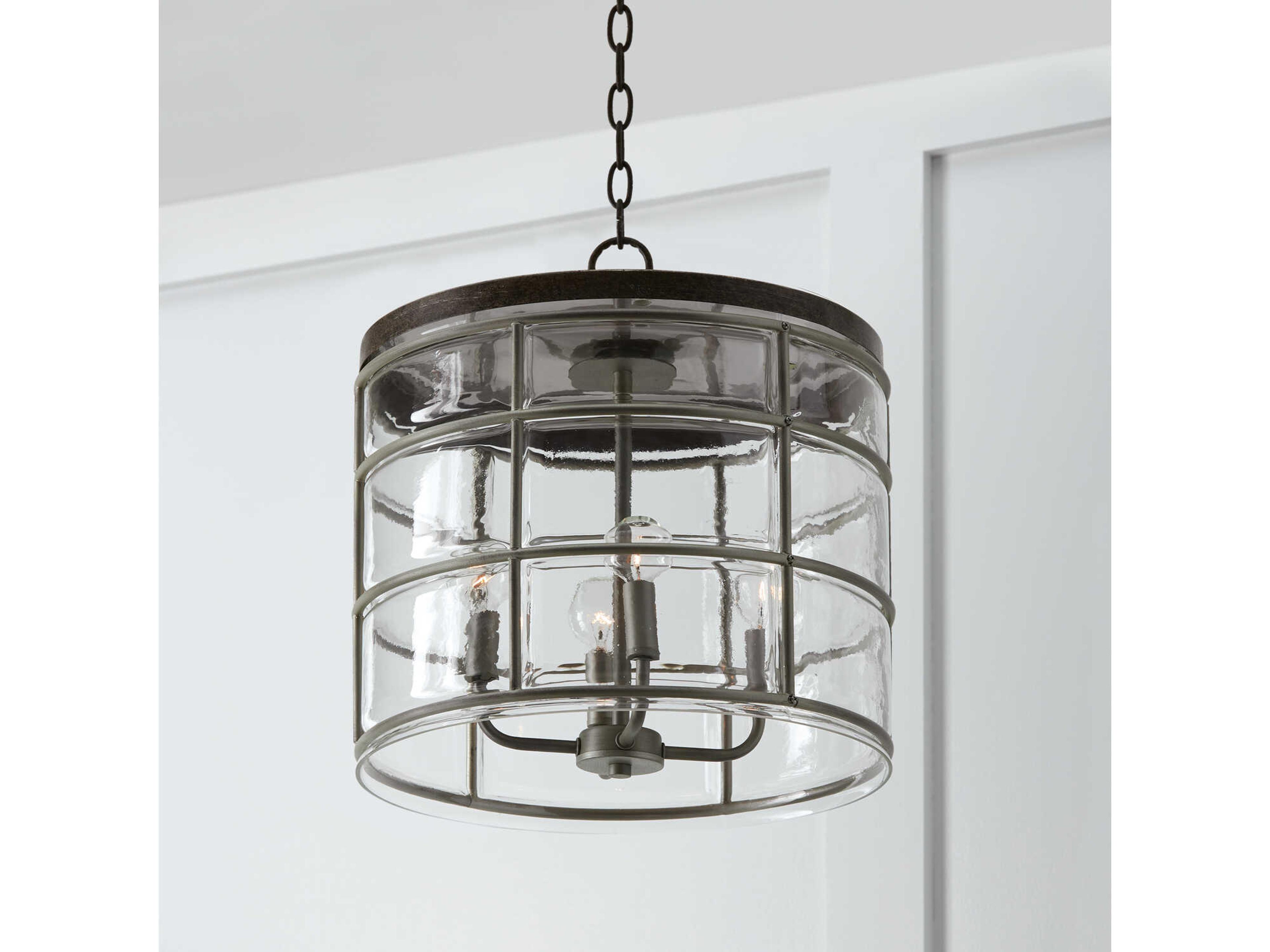 Capital Lighting Colby 4-Light Urban Grey Glass Candelabra Drum Chandelier