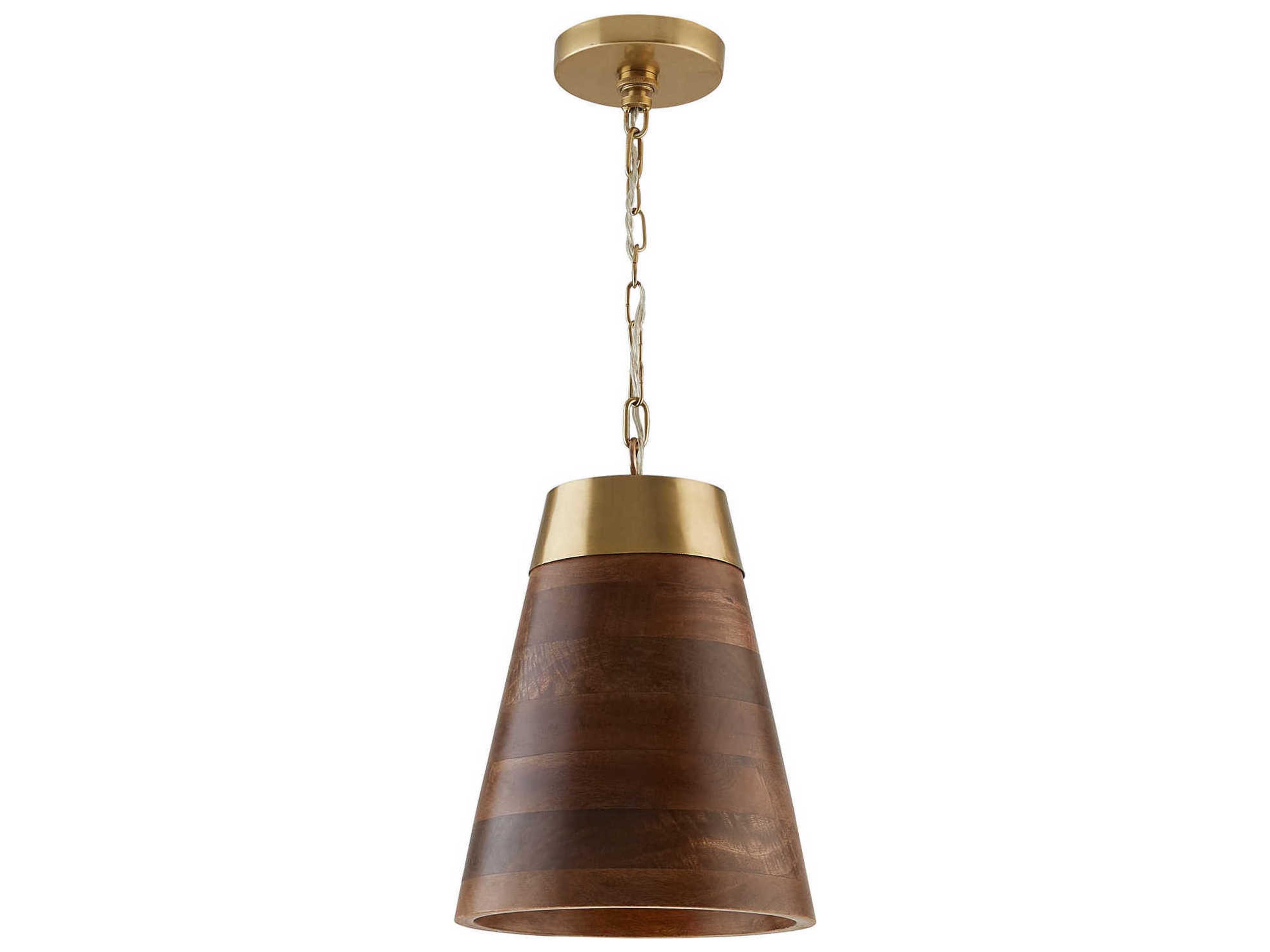 Capital Lighting 1-Light Wood And Matte Brass Mini Pendant