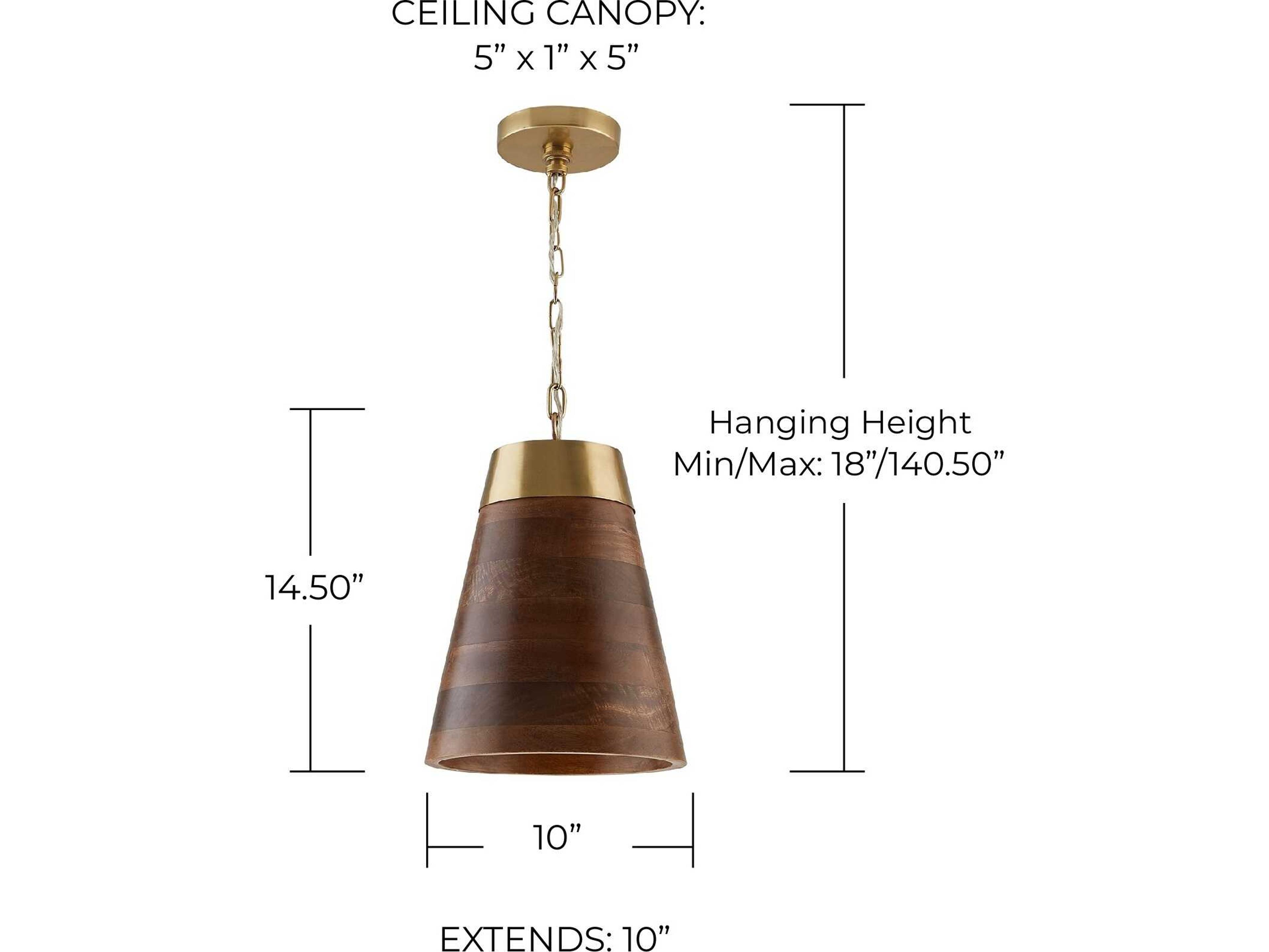 Capital Lighting 1-Light Wood And Matte Brass Mini Pendant