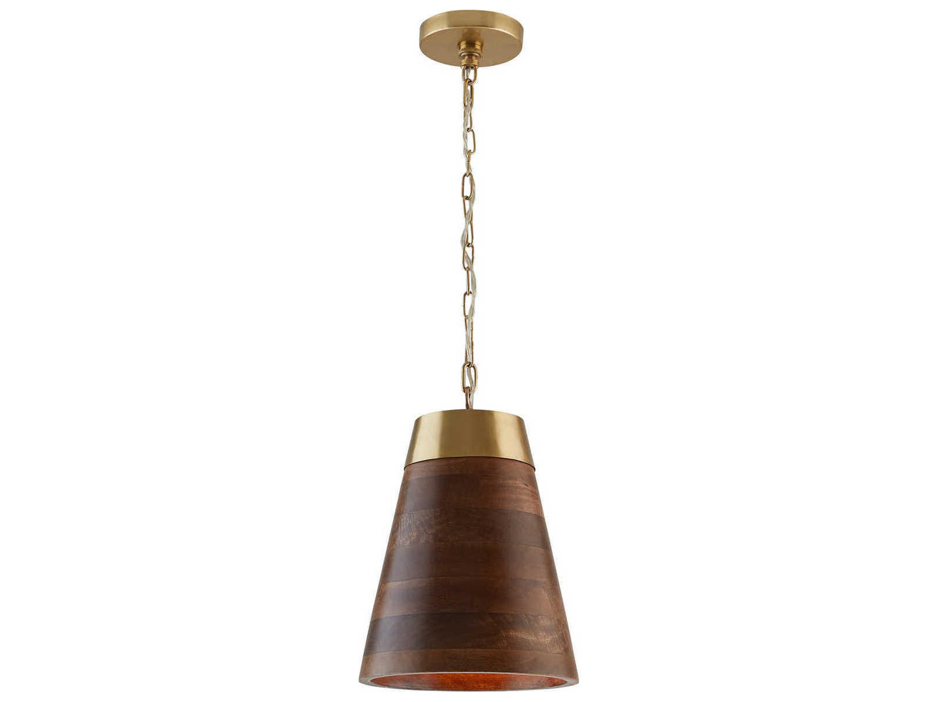 Capital Lighting 1-Light Wood And Matte Brass Mini Pendant