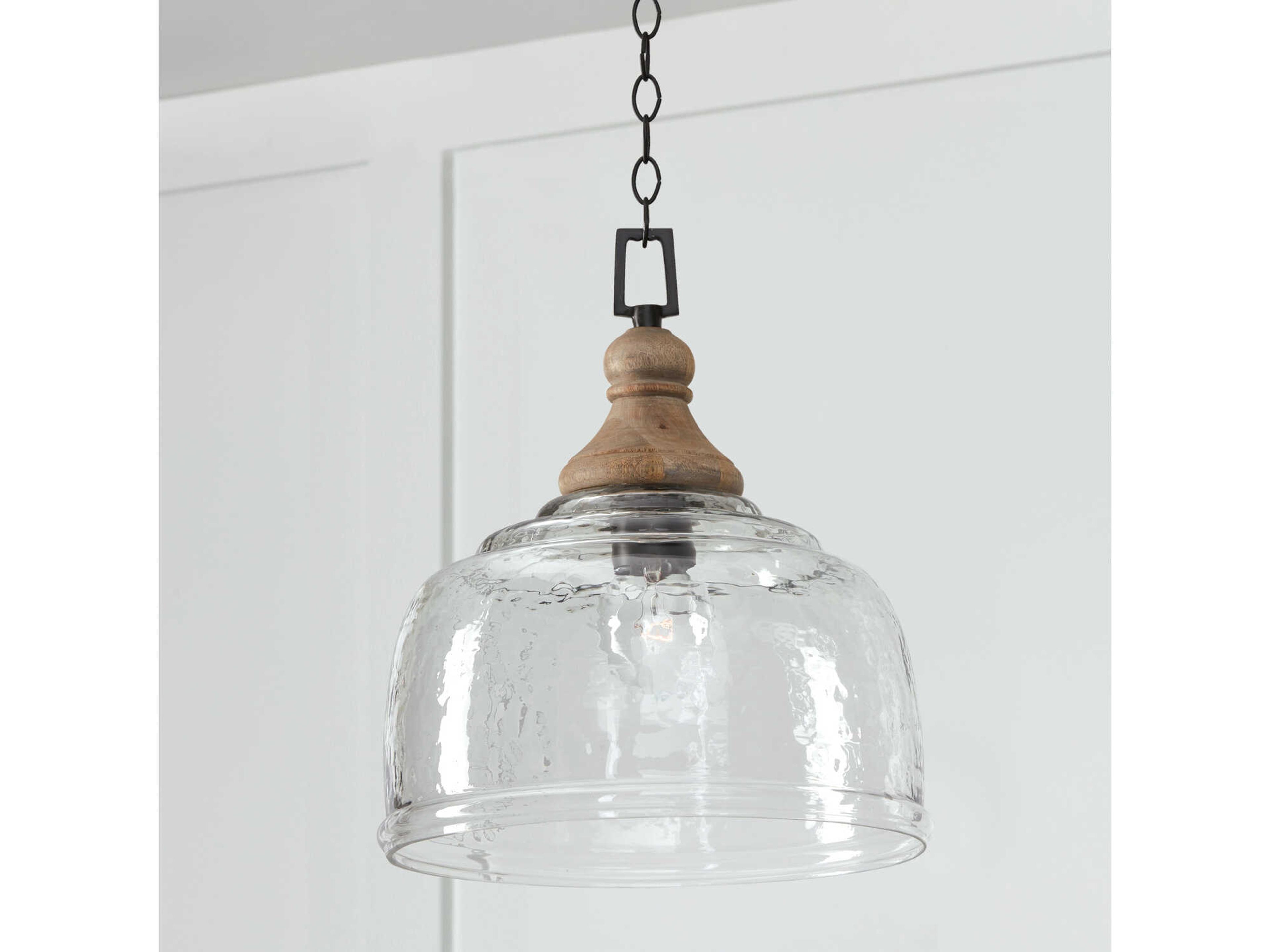 Capital Lighting 1-Light Grey Wash And Iron Silk Glass Bell Pendant