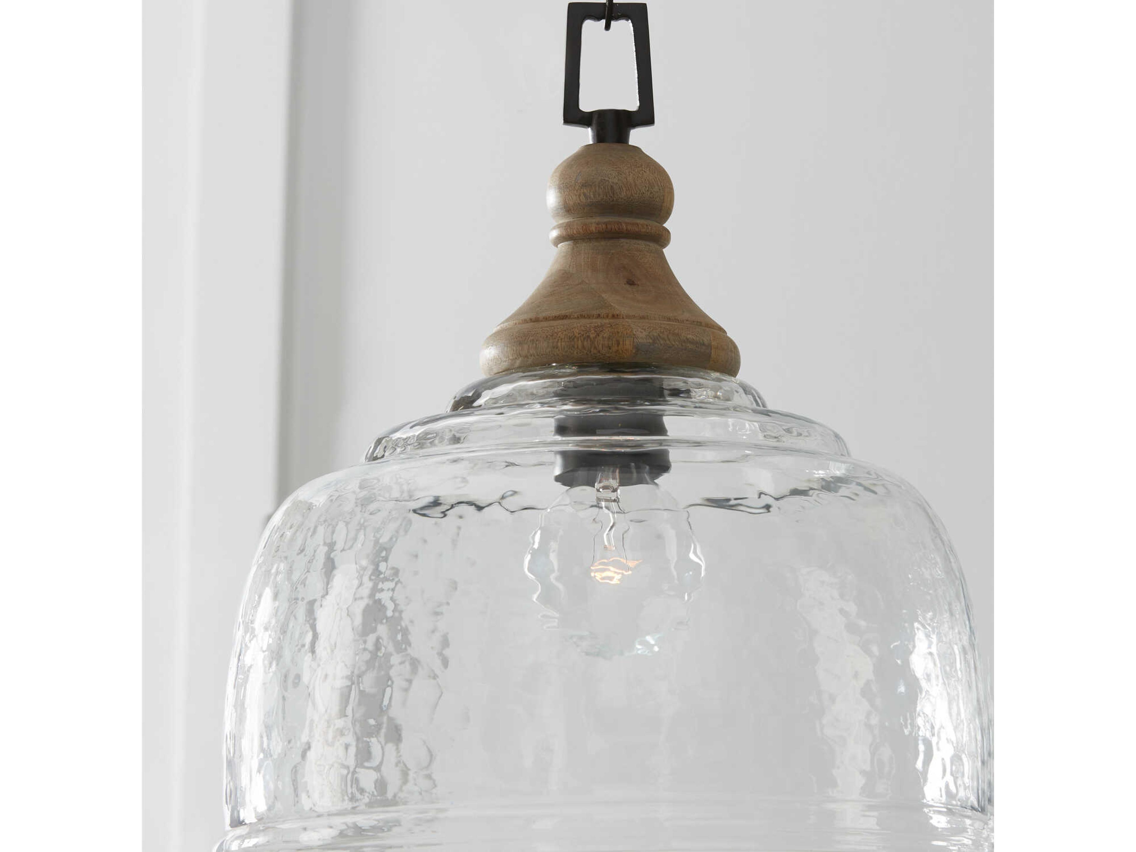 Capital Lighting 1-Light Grey Wash And Iron Silk Glass Bell Pendant