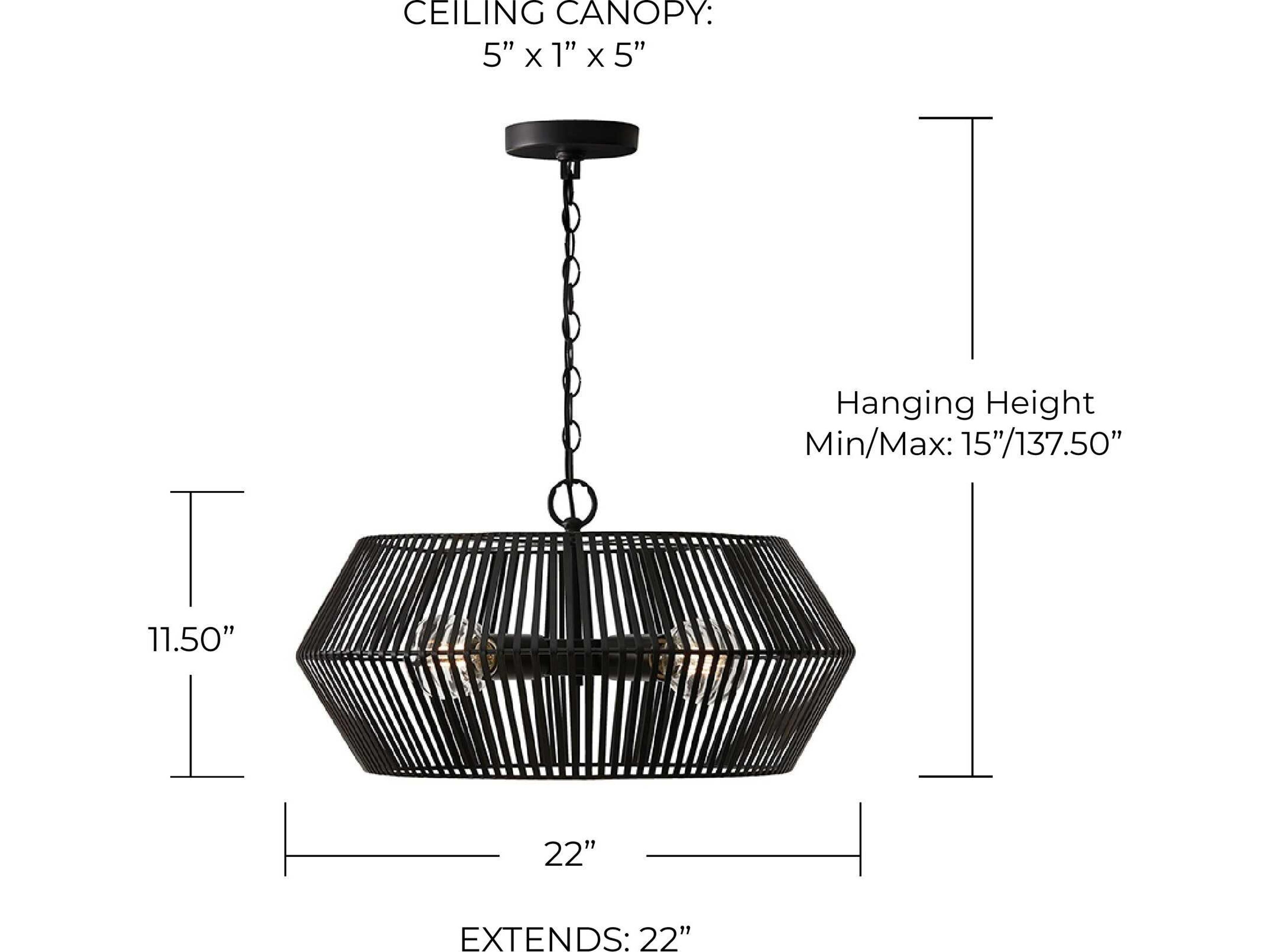 Capital Lighting Kaiya 4-Light Matte Black Drum Pendant