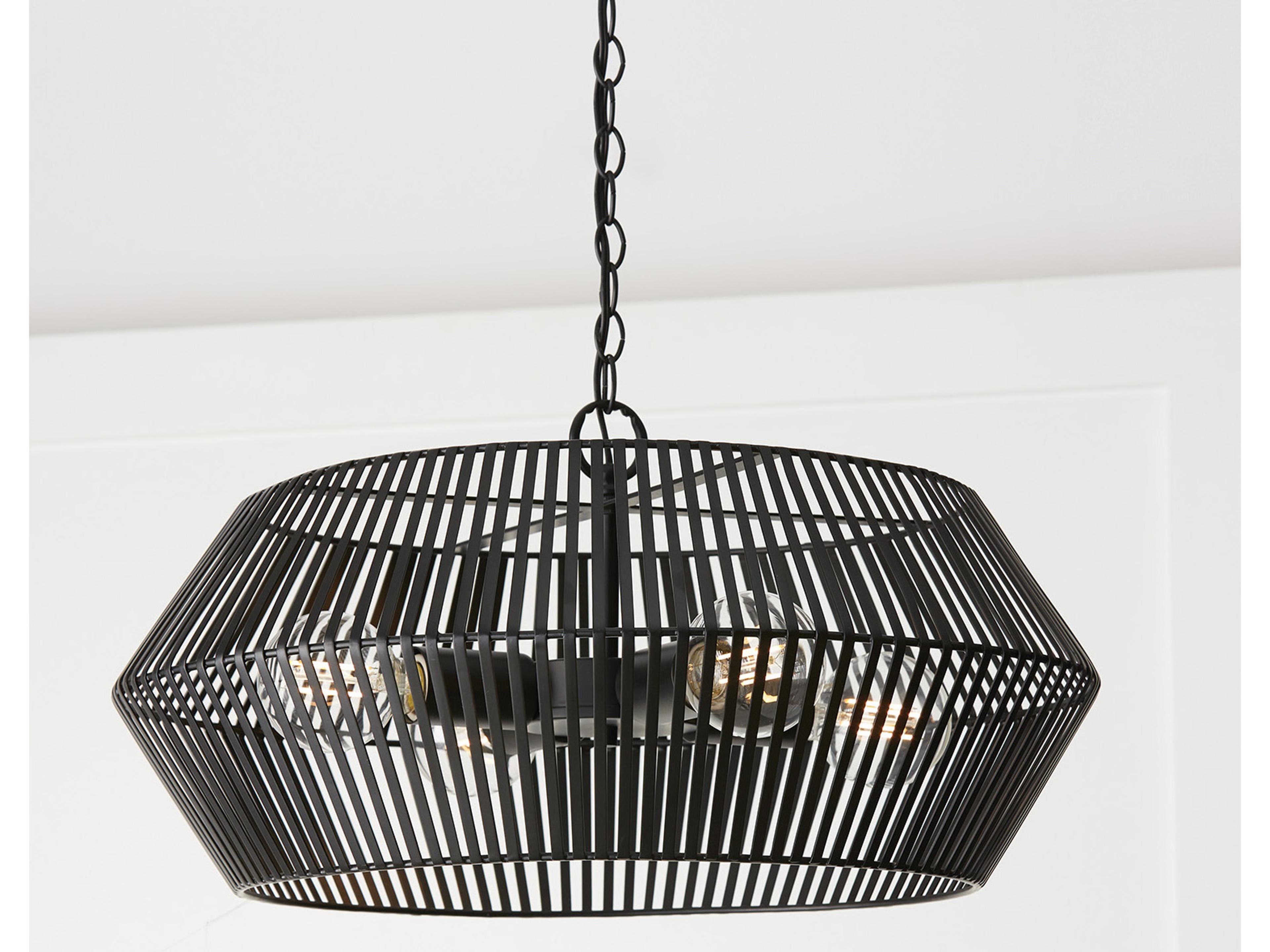 Capital Lighting Kaiya 4-Light Matte Black Drum Pendant