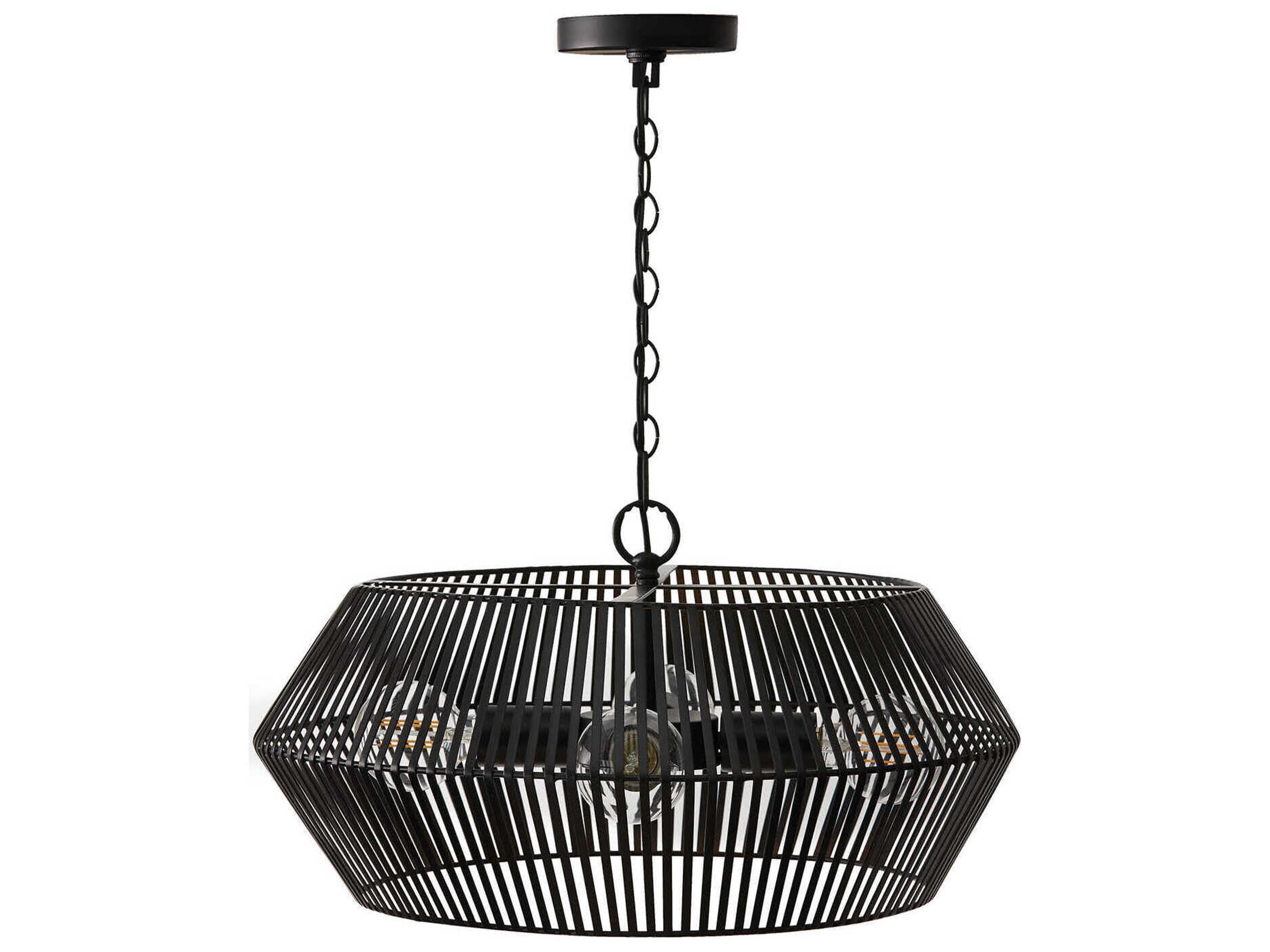 Capital Lighting Kaiya 4-Light Matte Black Drum Pendant