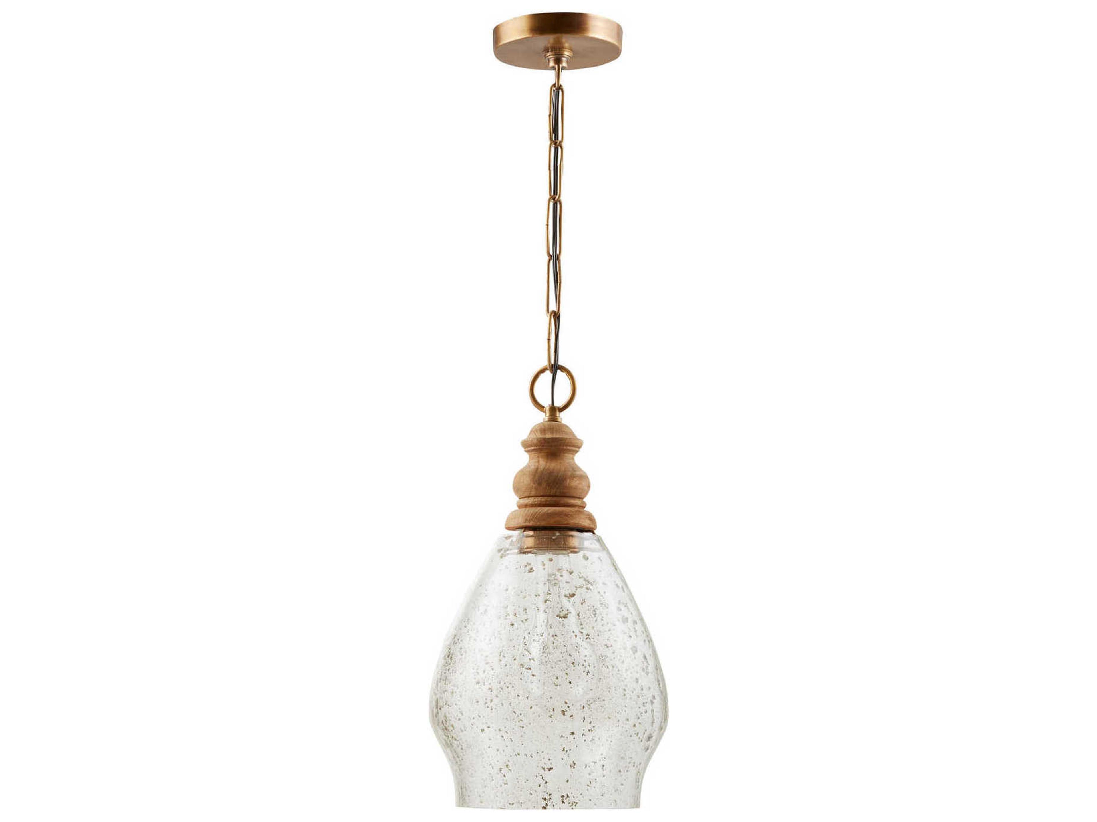 Capital Lighting Jaye 1-Light Light Wood And Patinaed Brass Glass Mini Pendant