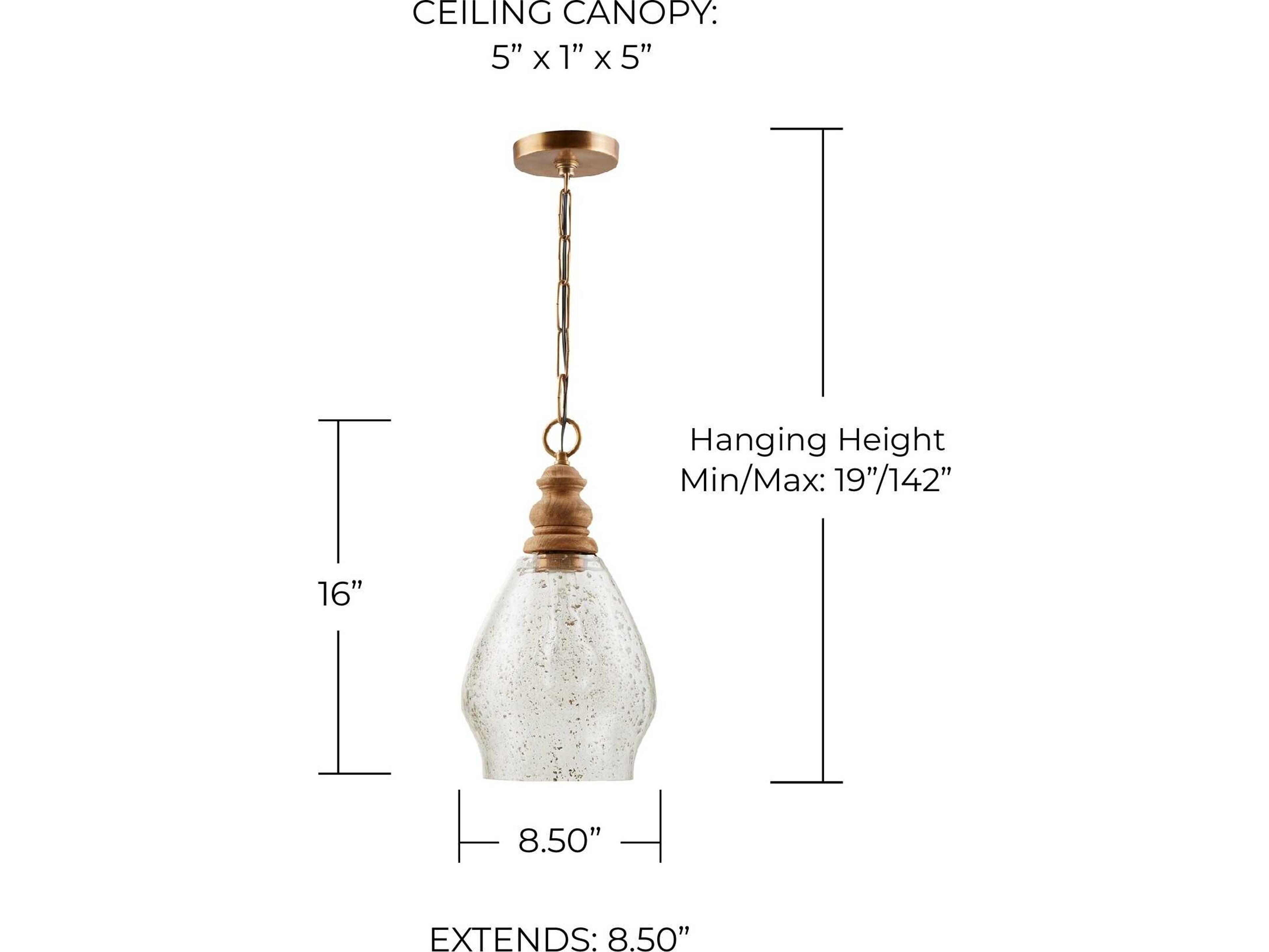 Capital Lighting Jaye 1-Light Light Wood And Patinaed Brass Glass Mini Pendant