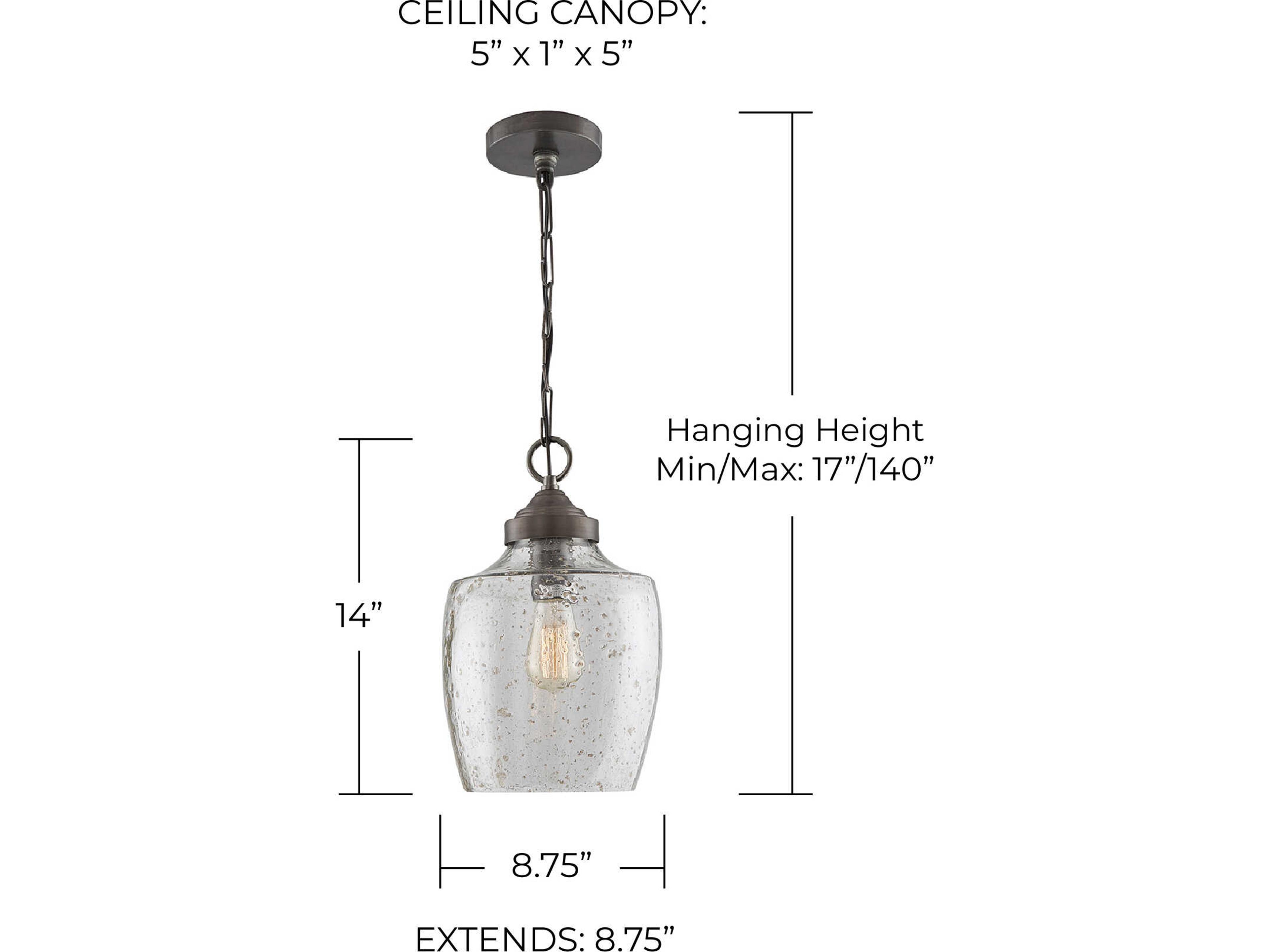 Capital Lighting Stoney 1-Light Dark Pewter Gray Glass Bell Mini Pendant