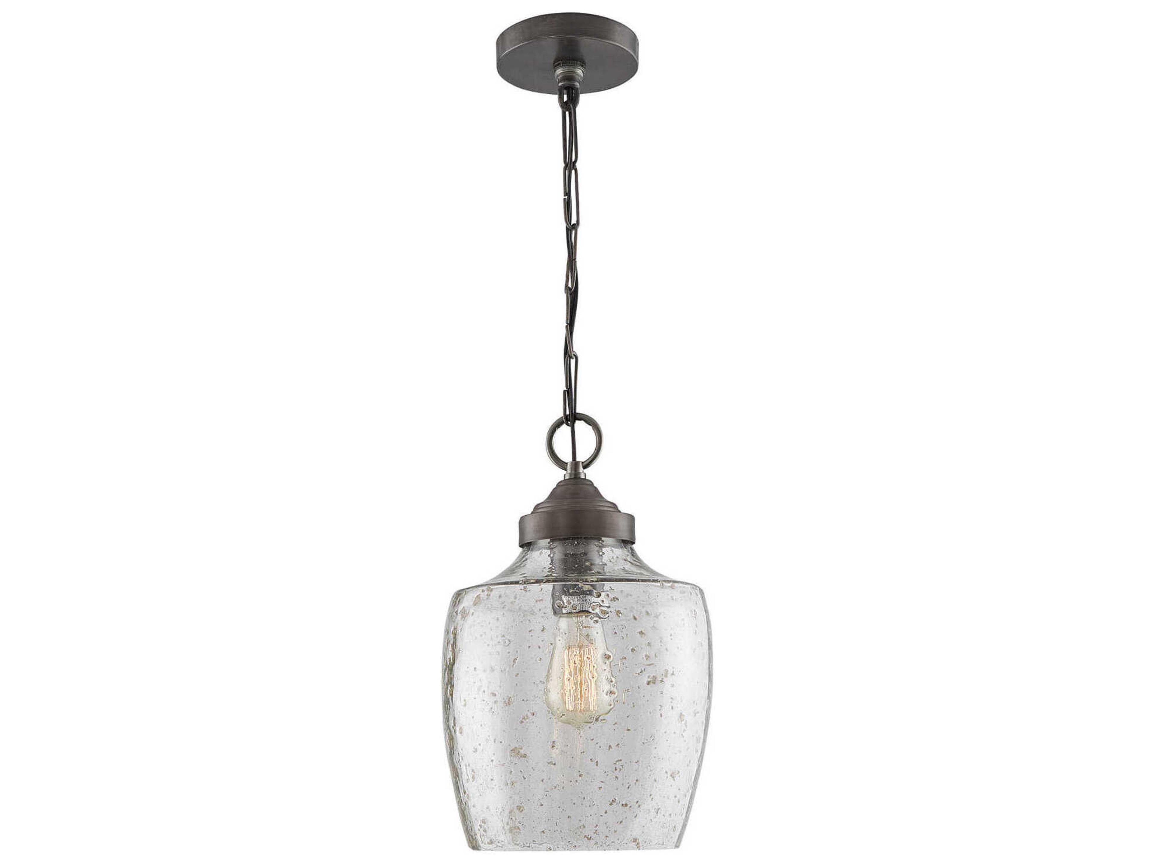 Capital Lighting Stoney 1-Light Dark Pewter Gray Glass Bell Mini Pendant