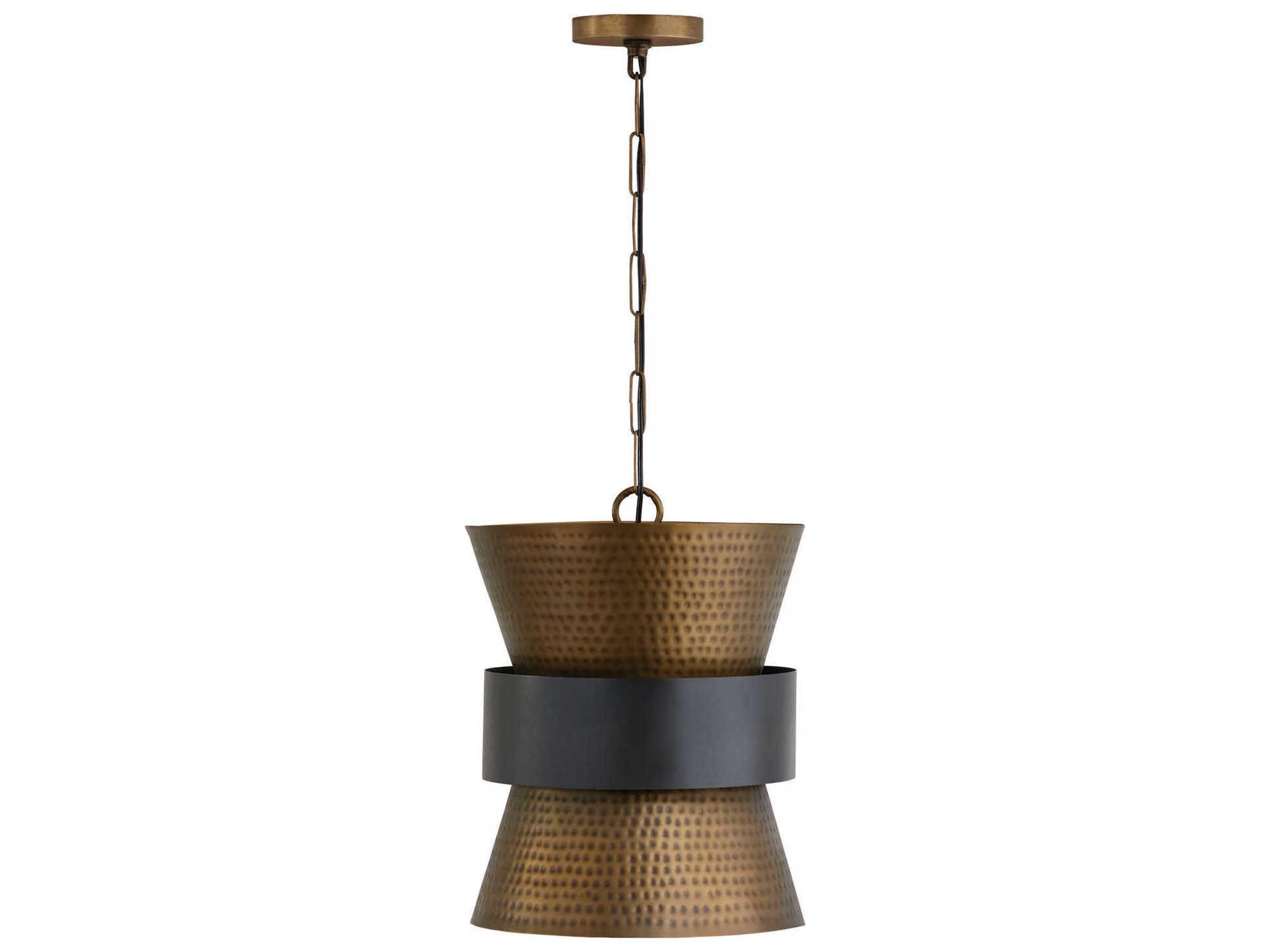 Capital Lighting 1-Light Patinaed Brass And Dark Zinc Pendant