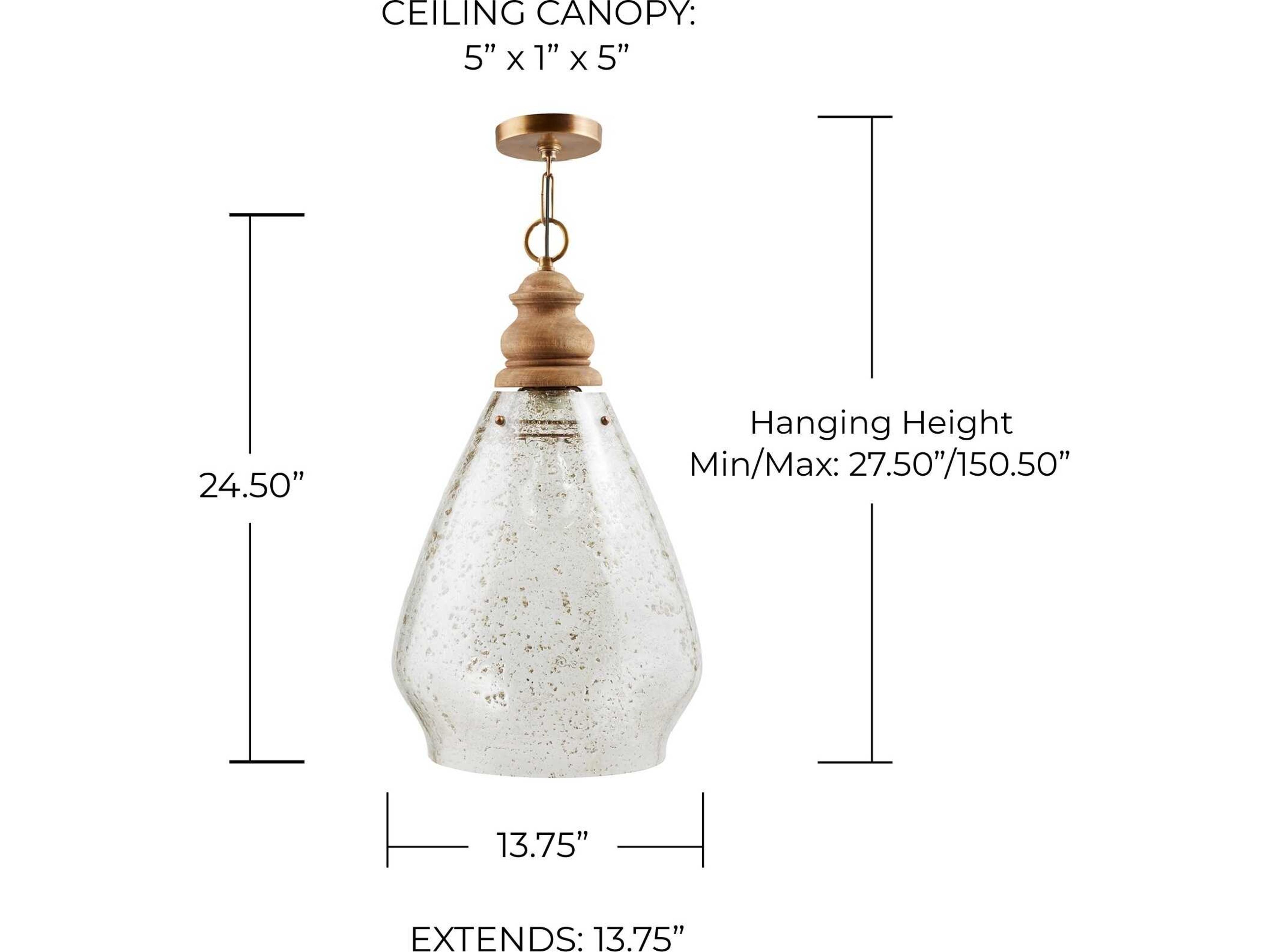 Capital Lighting Jaye 1-Light Light Wood And Patinaed Brass Glass Pendant