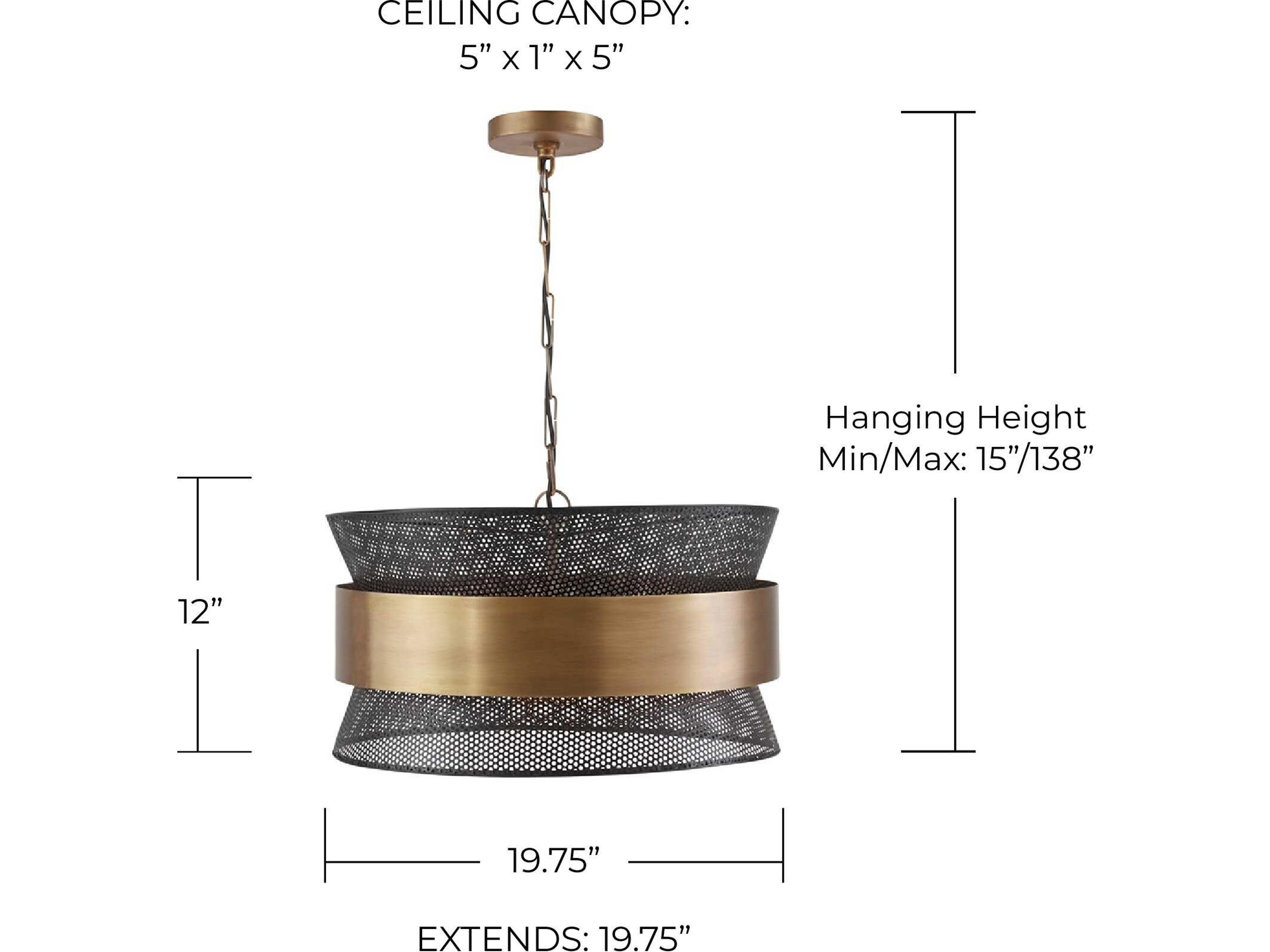 Capital Lighting 4-Light Patinaed Brass And Black Pendant