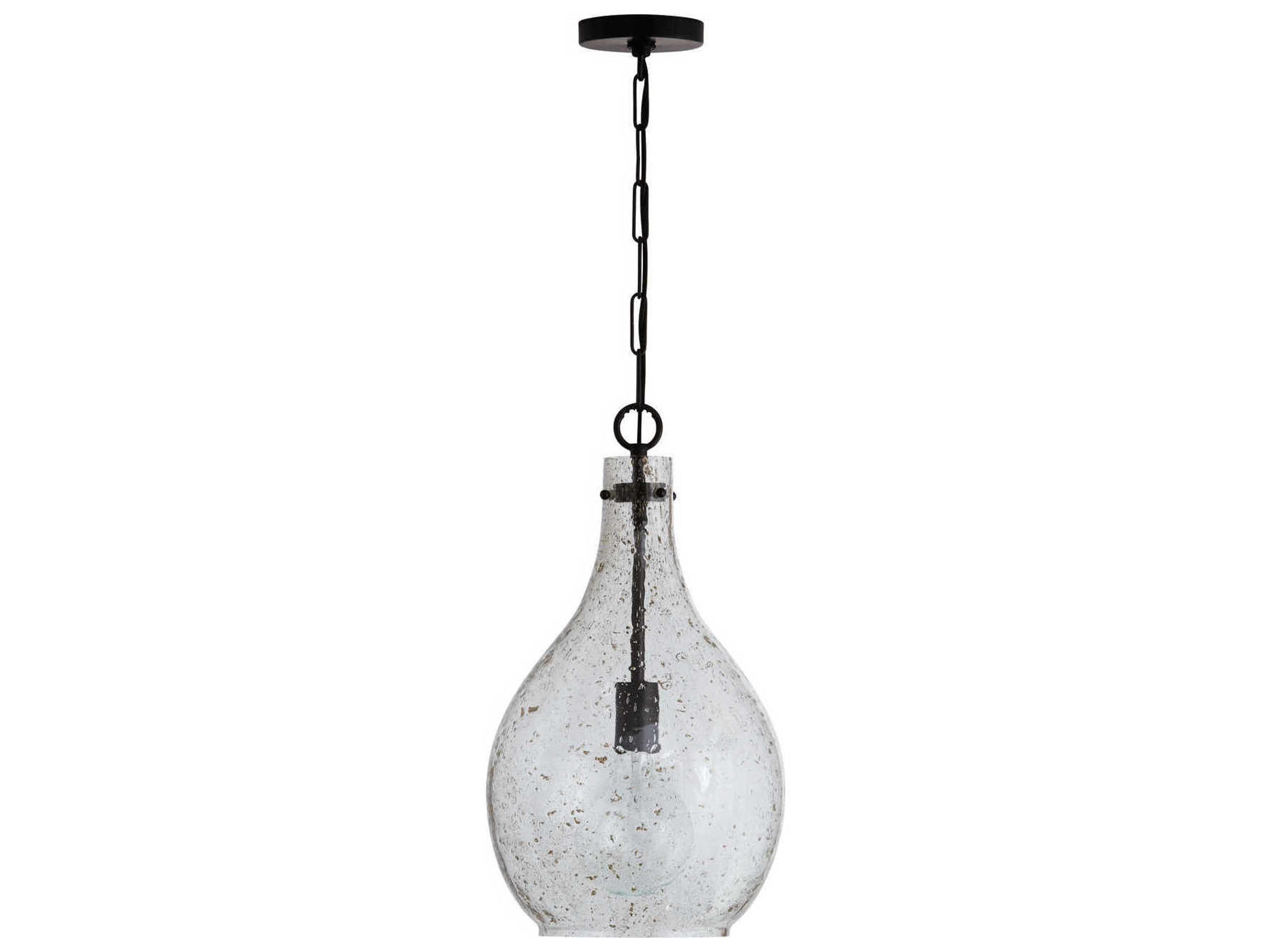 Capital Lighting 1-Light Matte Black Glass Mini Pendant