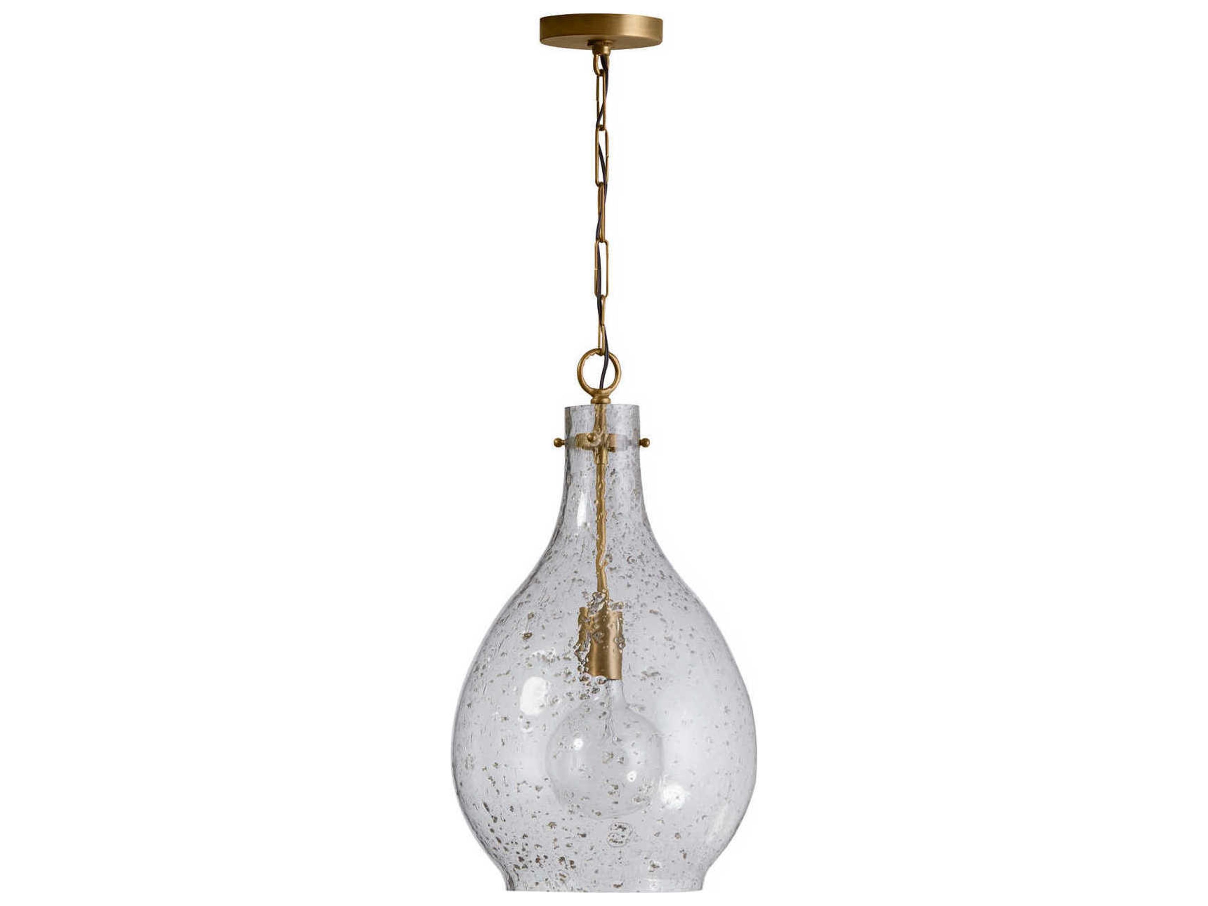 1-Light Patinaed Brass Glass Mini Pendant