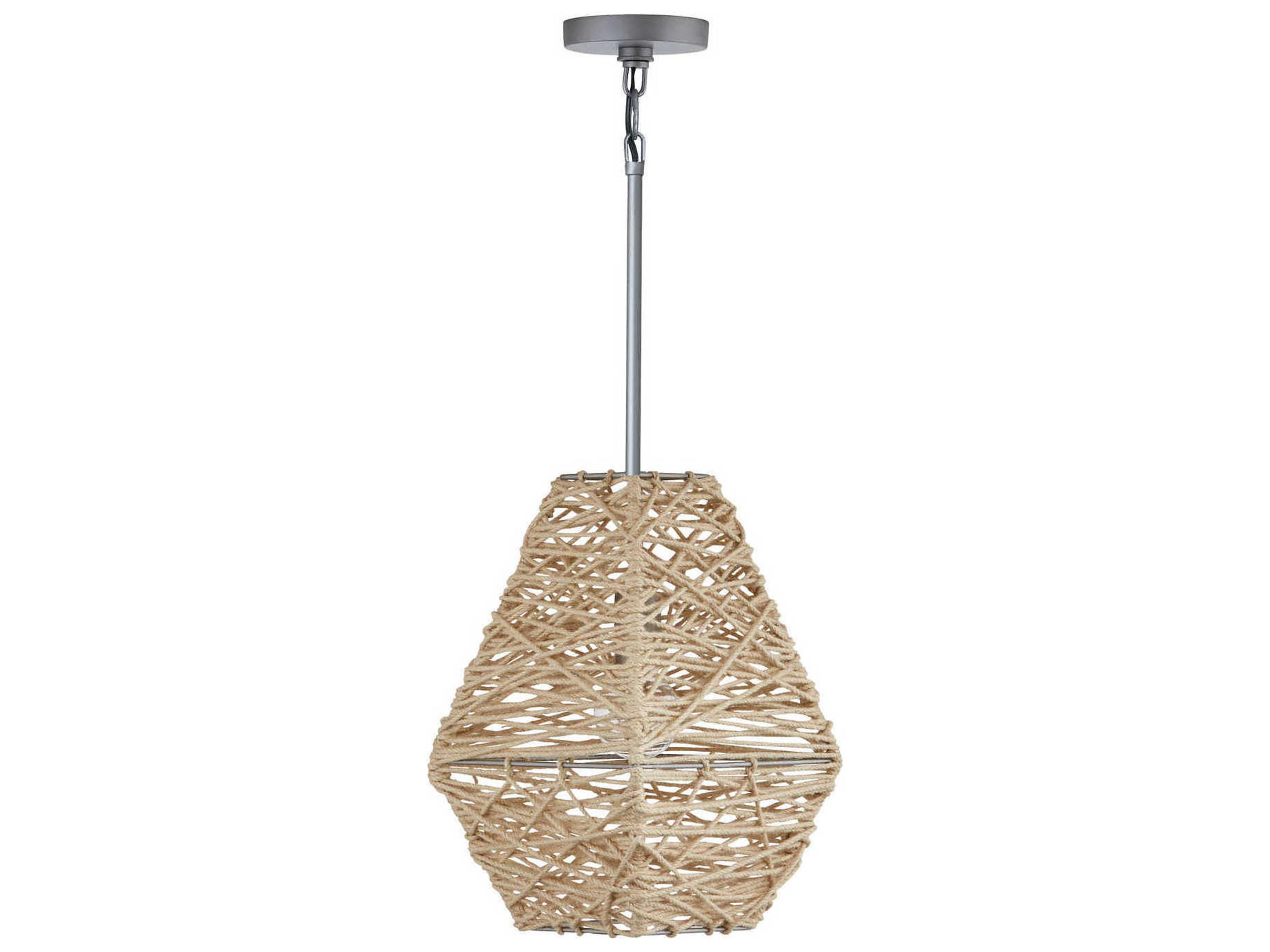 Capital Lighting 1-Light Natural Jute And Grey Mini Pendant