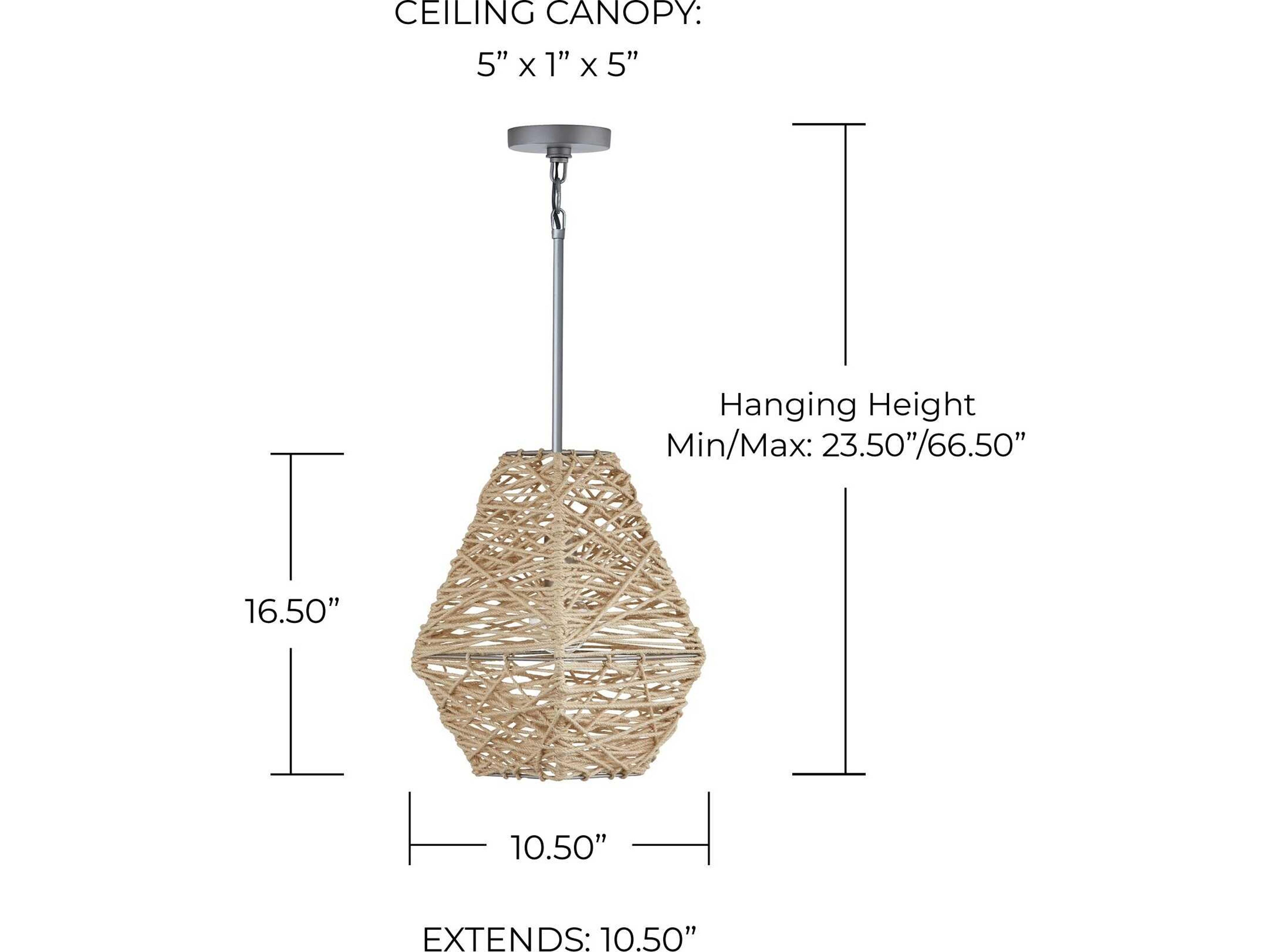Capital Lighting 1-Light Natural Jute And Grey Mini Pendant