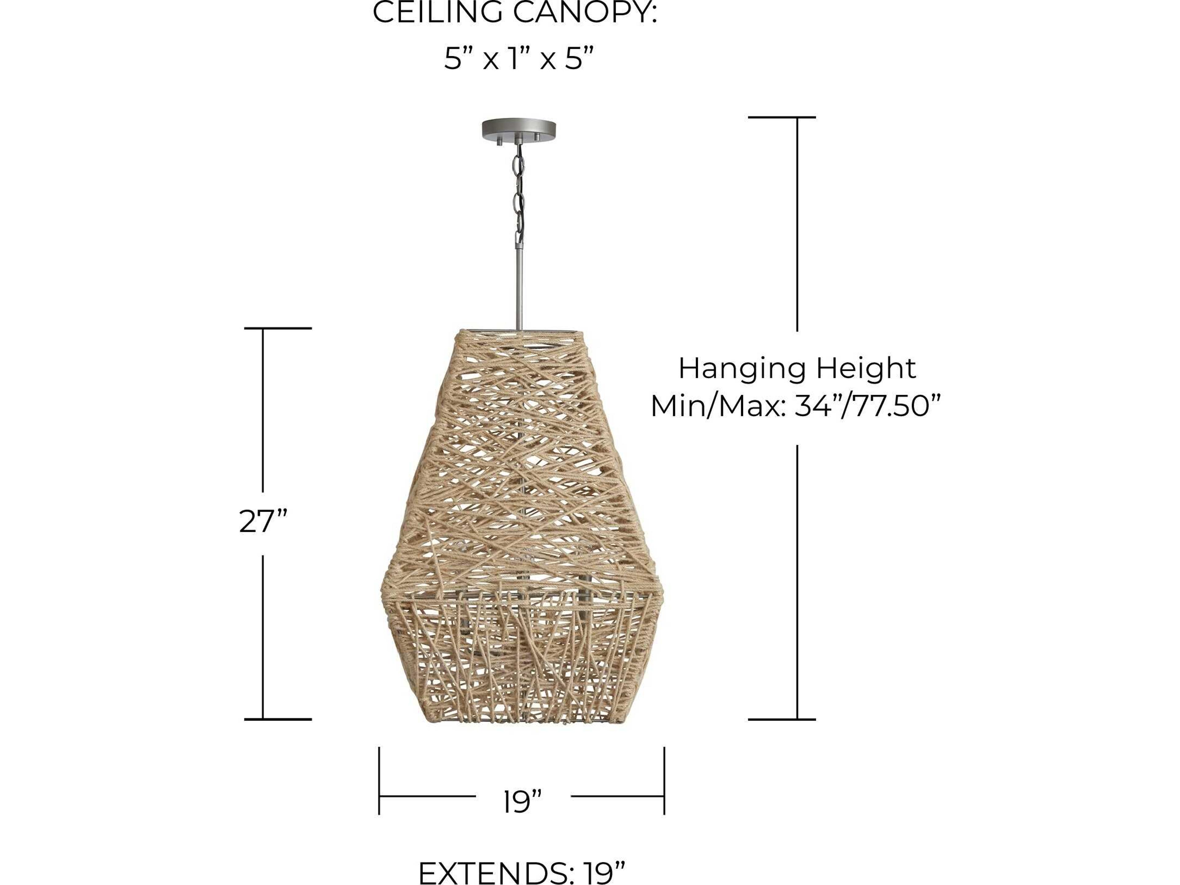 Capital Lighting 4-Light Natural Jute And Grey Pendant