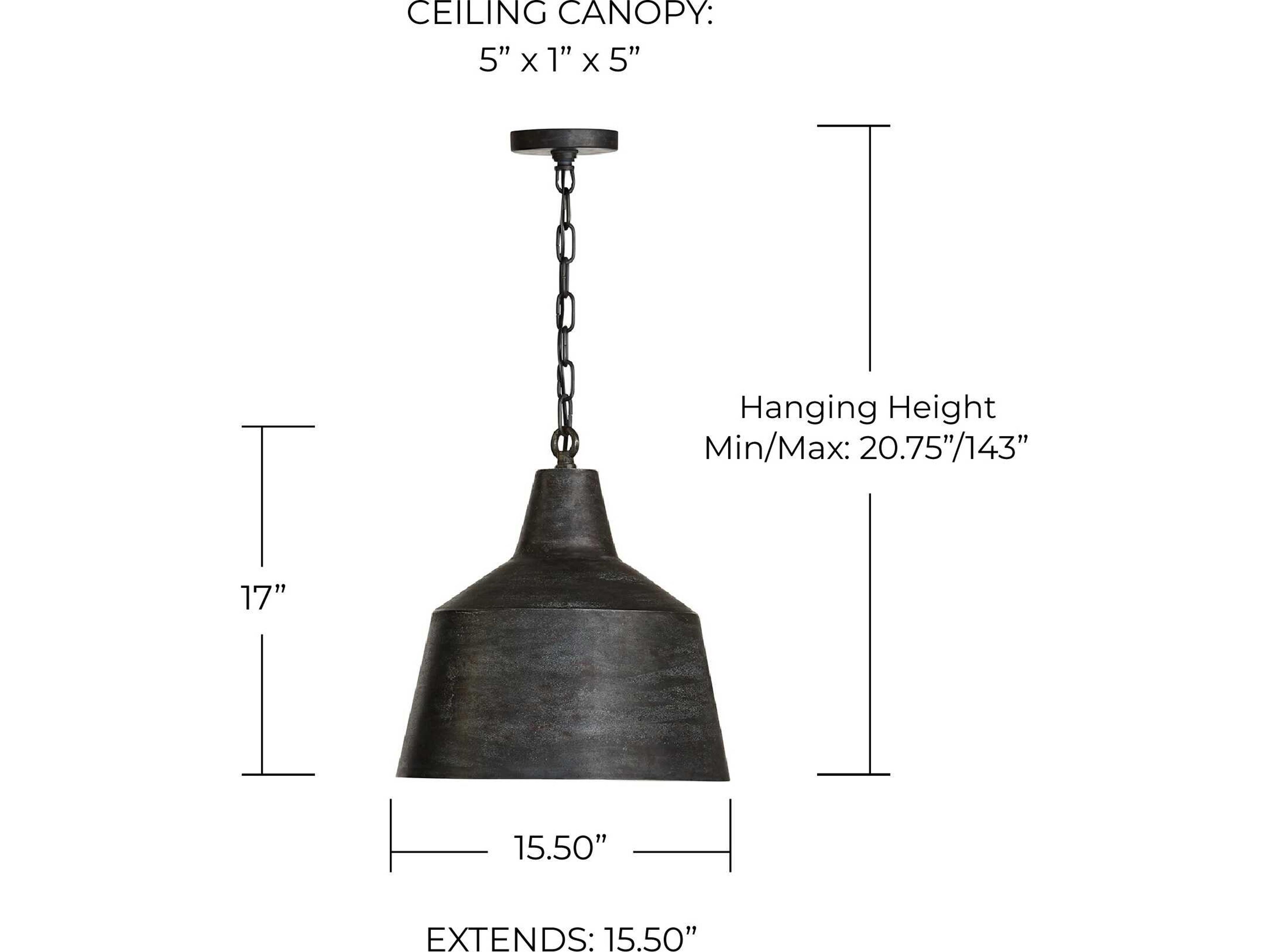 Capital Lighting 1-Light Quarry Black Bell Pendant