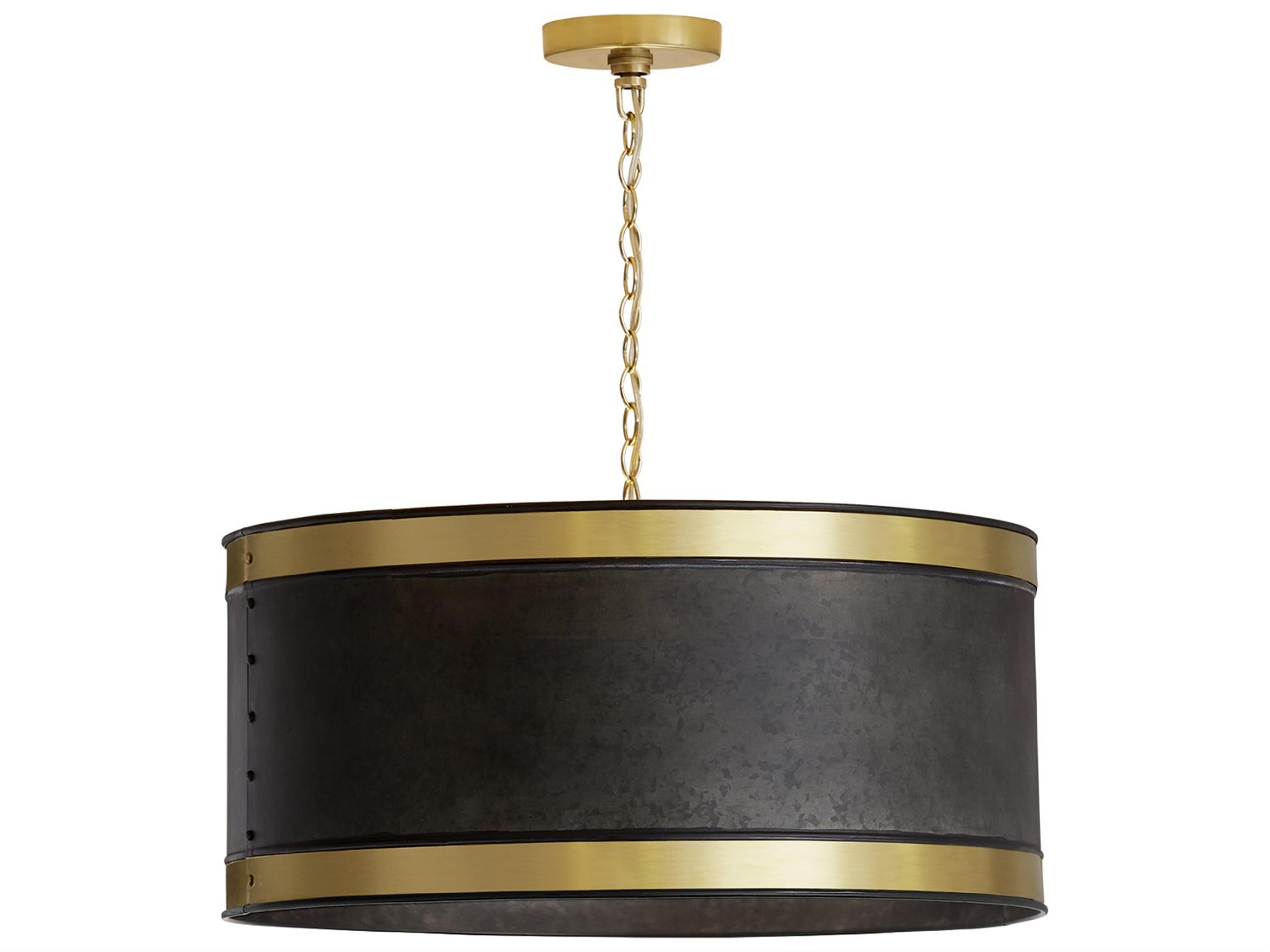 Barrow 4-Light Galvanized Black True Brass Drum Pendant