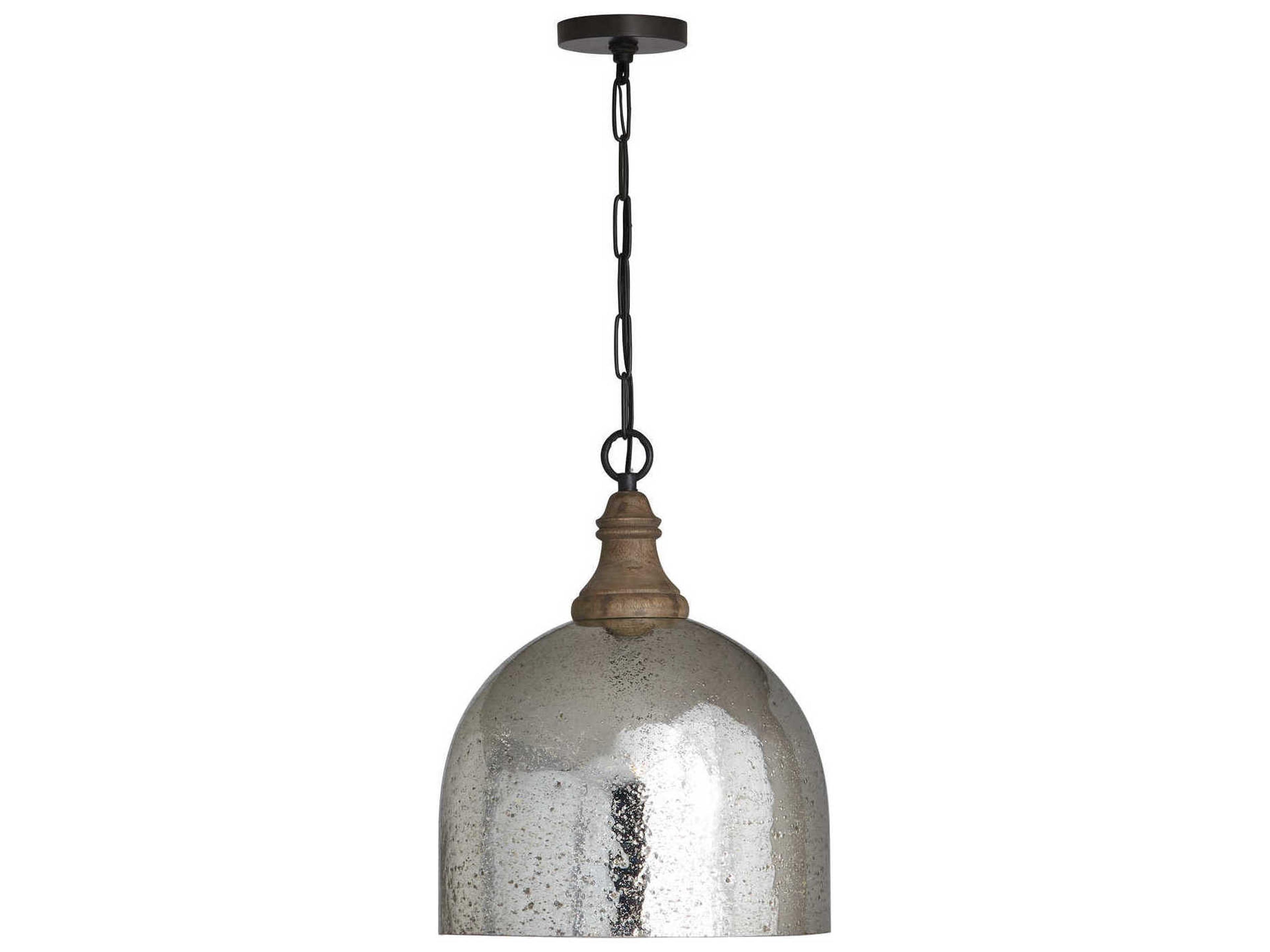 1-Light Grey Wash And Dark Pewter Dome Pendant