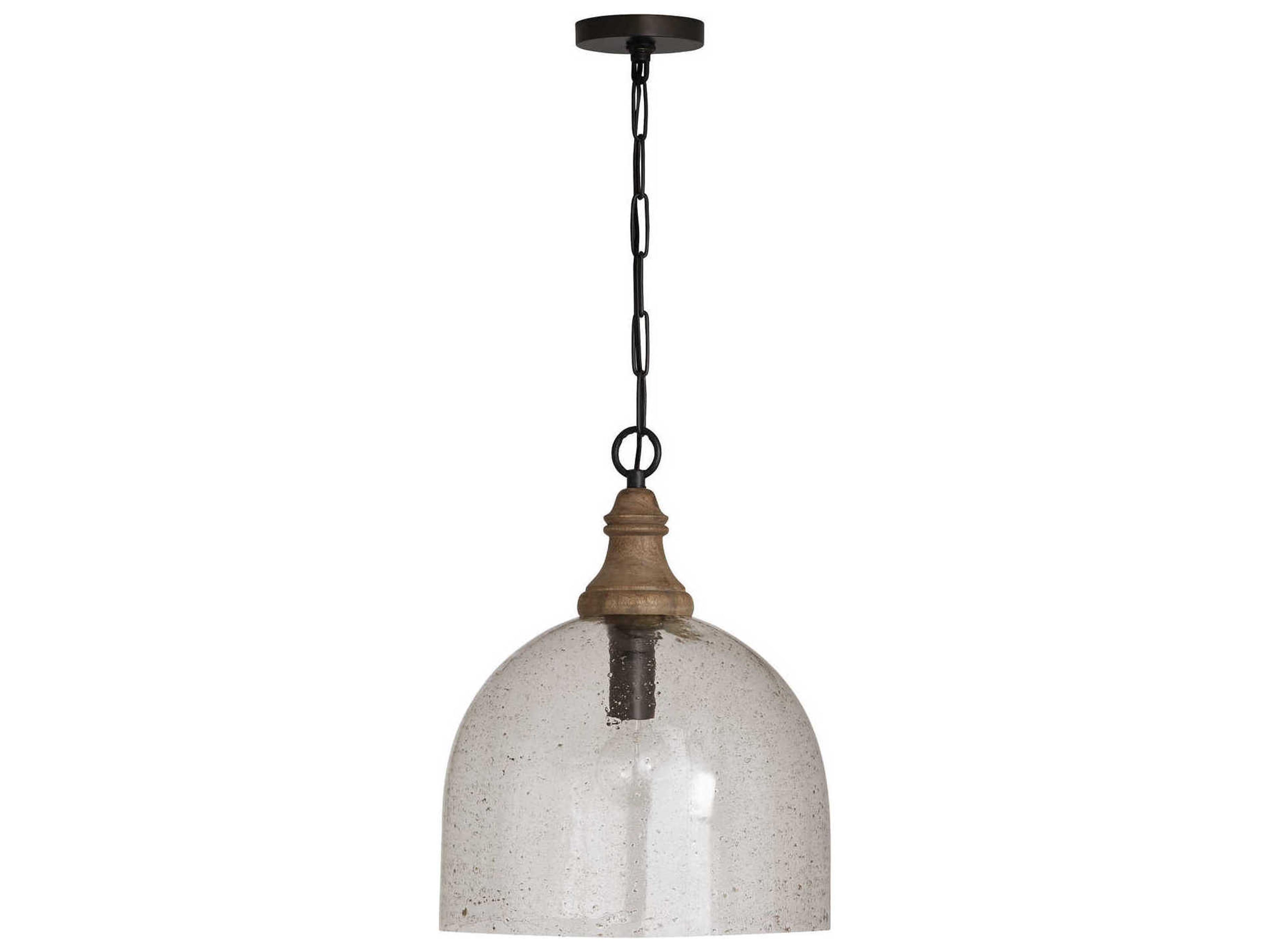 1-Light Grey Wash And Dark Pewter Dome Pendant