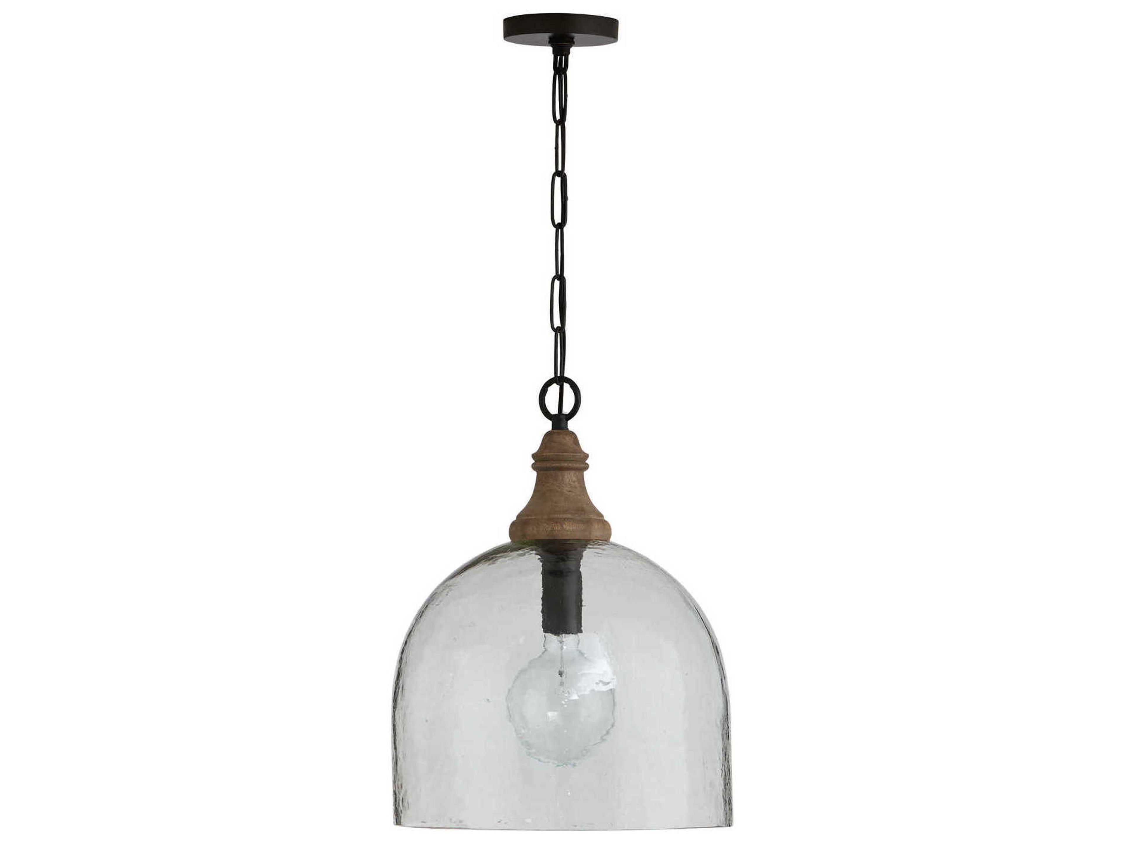 1-Light Grey Wash And Dark Pewter Dome Pendant