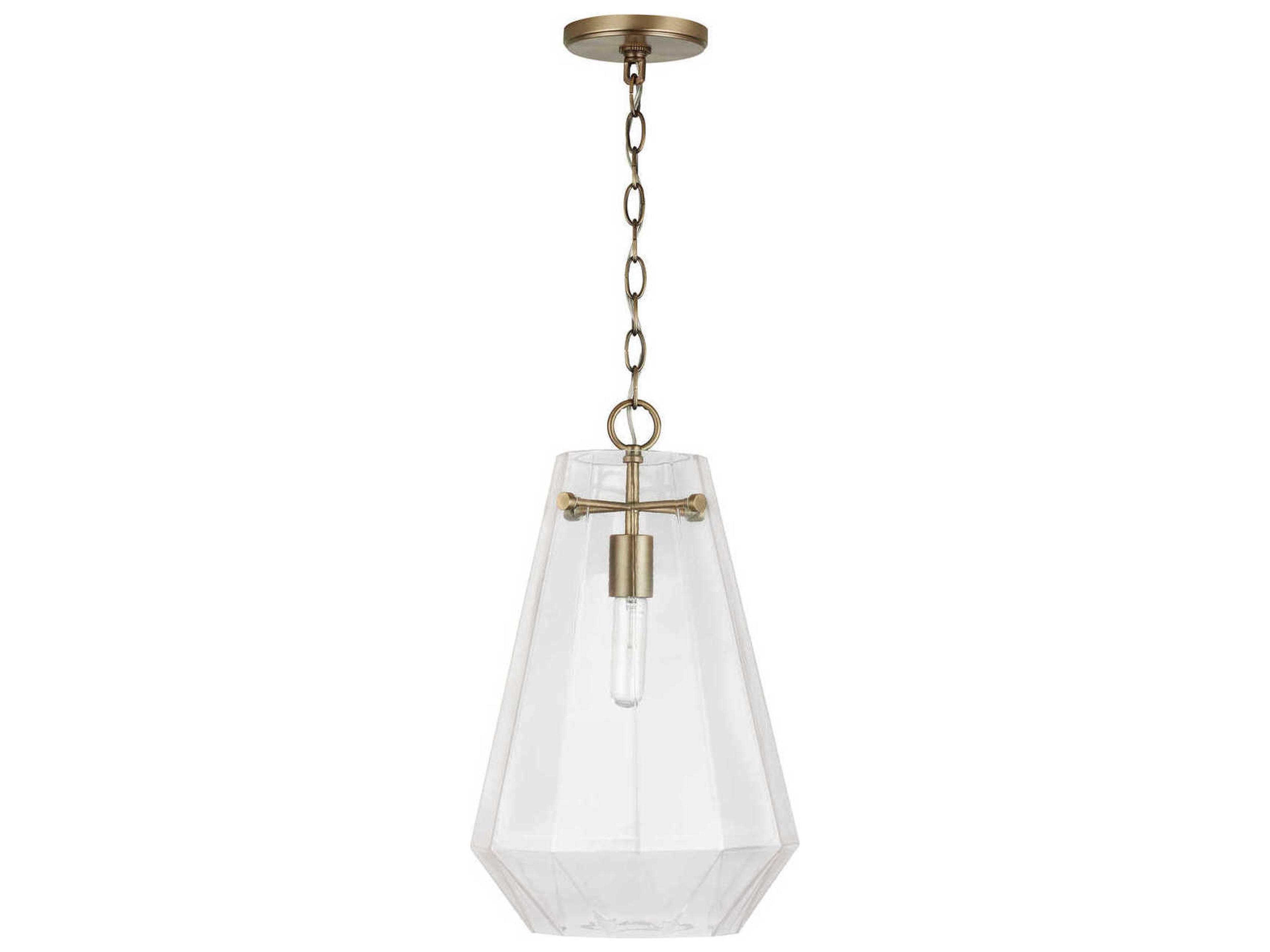 Capital Lighting 1-Light Aged Brass Glass Mini Pendant