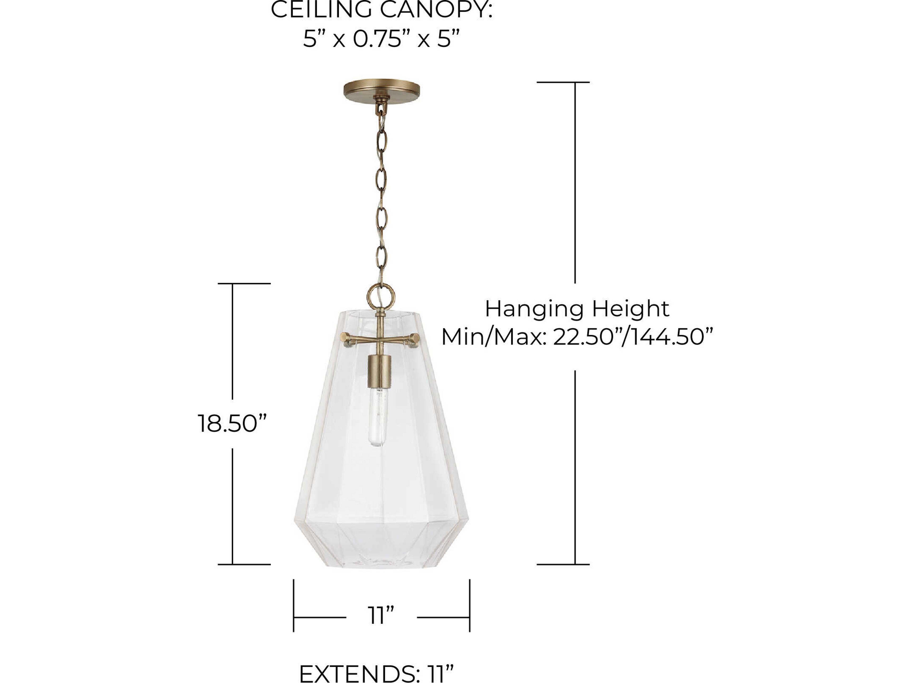 Capital Lighting 1-Light Aged Brass Glass Mini Pendant