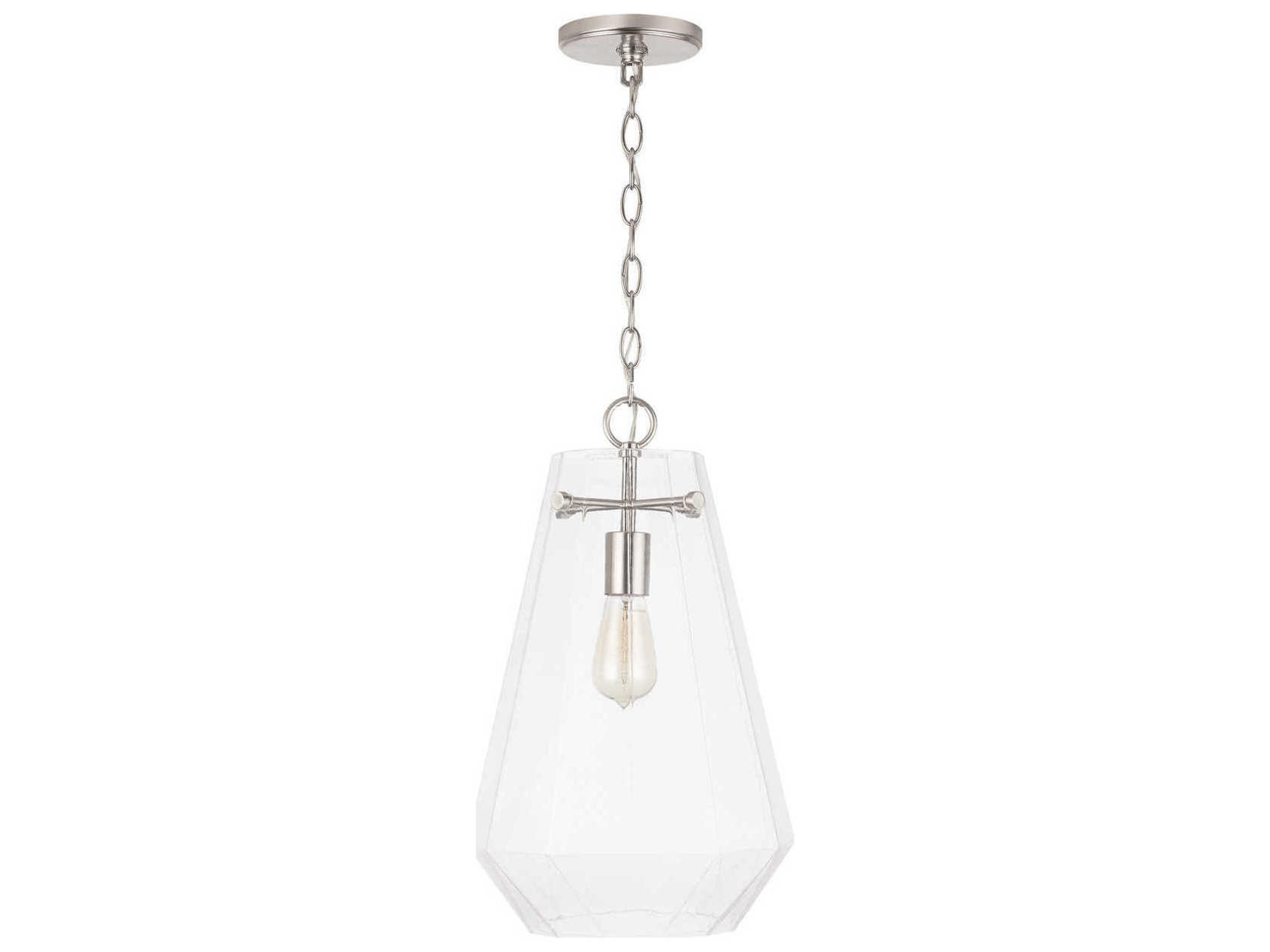 Capital Lighting 1-Light Brushed Nickel Glass Mini Pendant