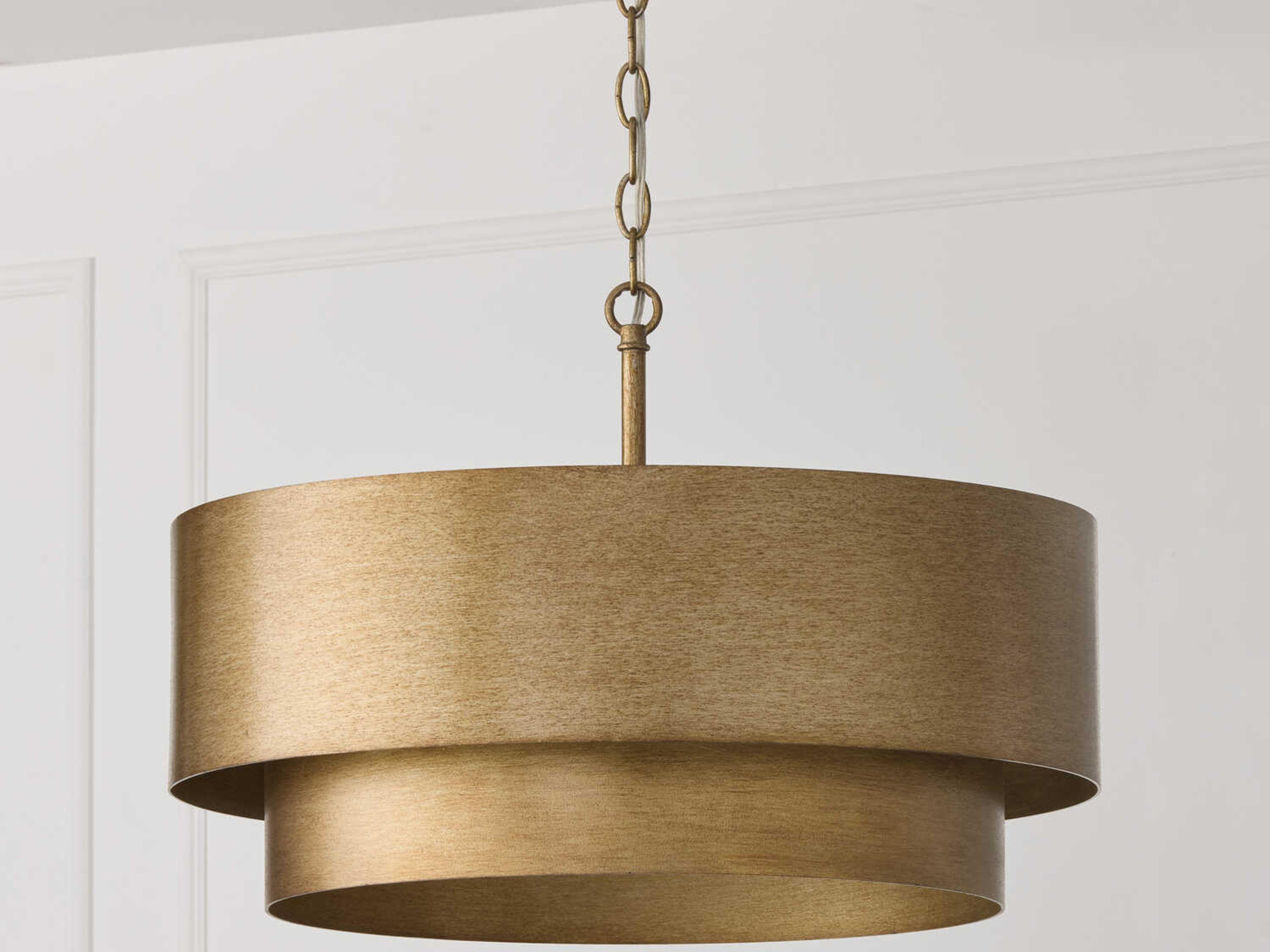 Capital Lighting Jude 4-Light Mystic Luster Brass Drum Tiered Pendant